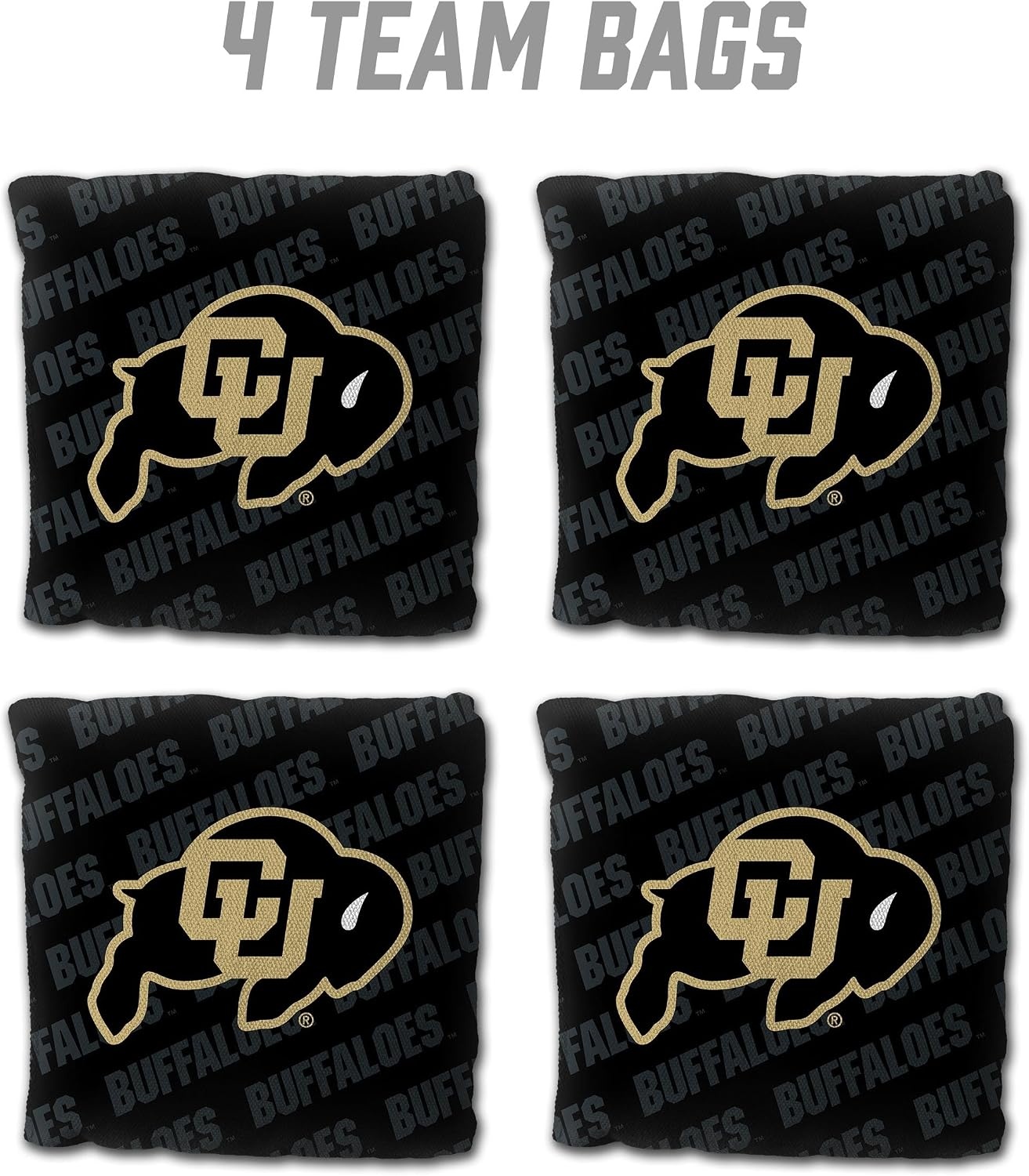 image:imageYouTheFan OfficiallyLicensed NCAA Set of 4 Cornhole Bags  All Weather Regulation 6 x 6 Size  16oz Weight  Designed in USAColorado Buffaloes  Black