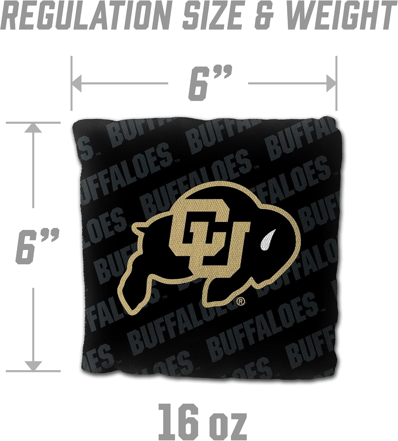 image:imageYouTheFan OfficiallyLicensed NCAA Set of 4 Cornhole Bags  All Weather Regulation 6 x 6 Size  16oz Weight  Designed in USAColorado Buffaloes  Black