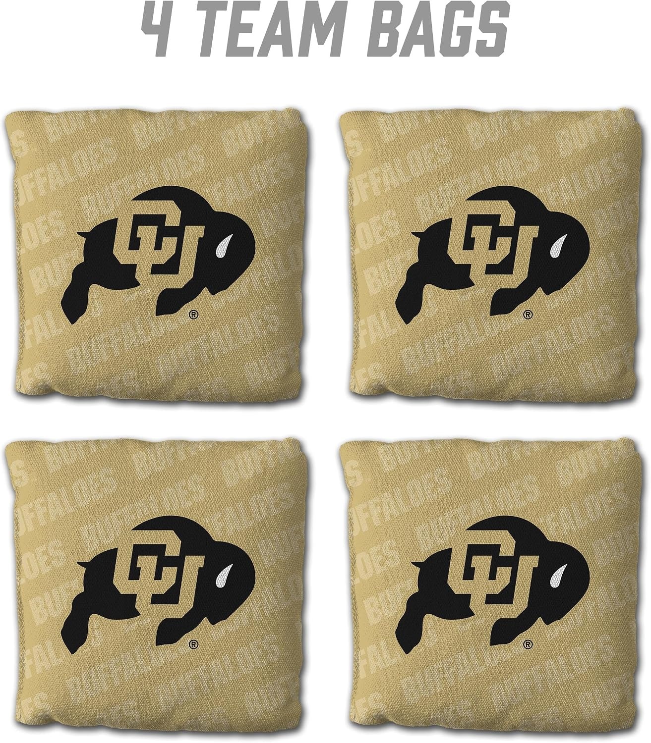 image:imageYouTheFan OfficiallyLicensed NCAA Set of 4 Cornhole Bags  All Weather Regulation 6 x 6 Size  16oz Weight  Designed in USAColorado Buffaloes  Gold