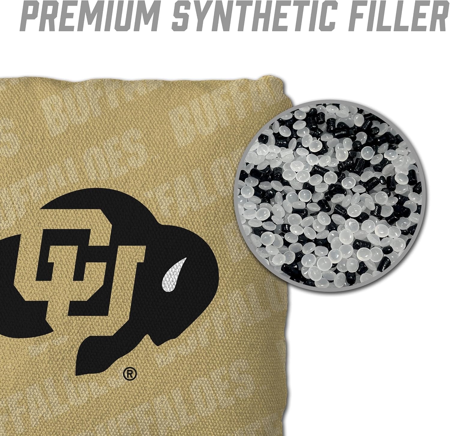 image:imageYouTheFan OfficiallyLicensed NCAA Set of 4 Cornhole Bags  All Weather Regulation 6 x 6 Size  16oz Weight  Designed in USAColorado Buffaloes  Gold