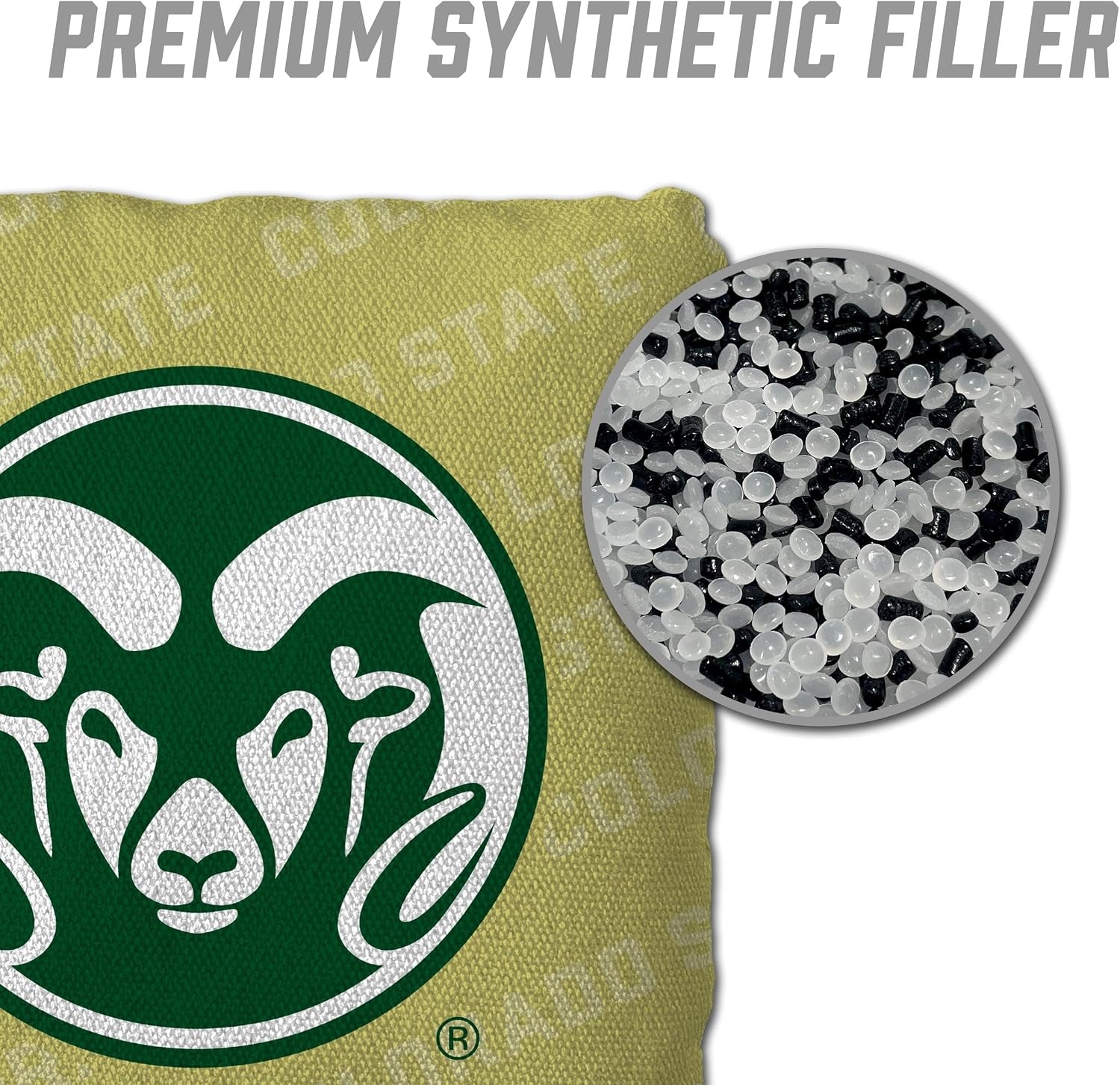 image:imageYouTheFan OfficiallyLicensed NCAA Set of 4 Cornhole Bags  All Weather Regulation 6 x 6 Size  16oz Weight  Designed in USAColorado State Rams  Gold