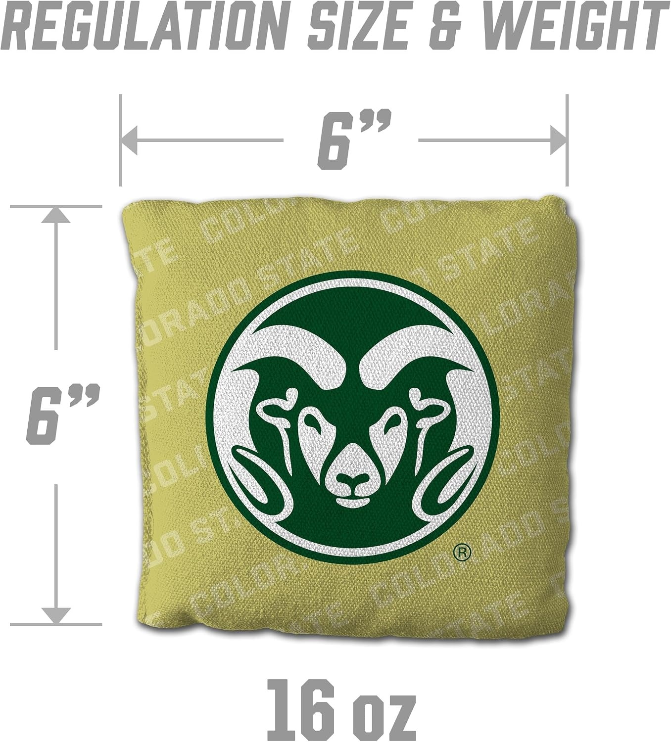 image:imageYouTheFan OfficiallyLicensed NCAA Set of 4 Cornhole Bags  All Weather Regulation 6 x 6 Size  16oz Weight  Designed in USAColorado State Rams  Gold