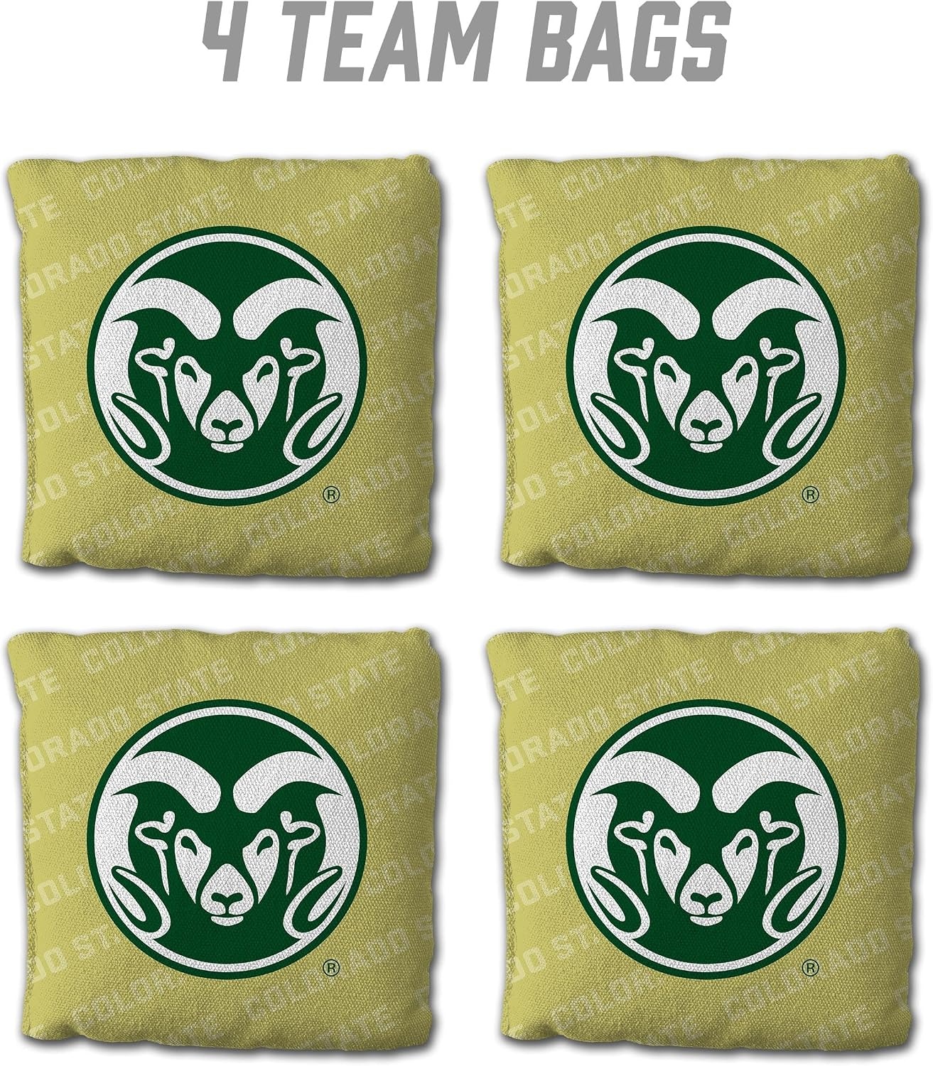 image:imageYouTheFan OfficiallyLicensed NCAA Set of 4 Cornhole Bags  All Weather Regulation 6 x 6 Size  16oz Weight  Designed in USAColorado State Rams  Gold