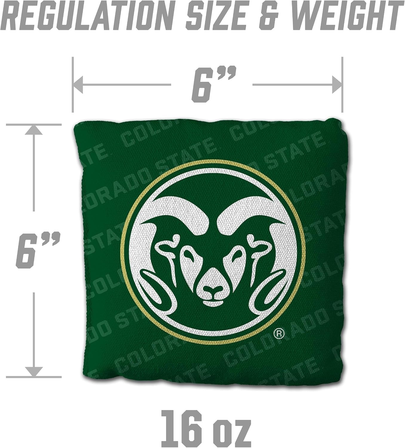 image:imageYouTheFan OfficiallyLicensed NCAA Set of 4 Cornhole Bags  All Weather Regulation 6 x 6 Size  16oz Weight  Designed in USAColorado State Rams  Green