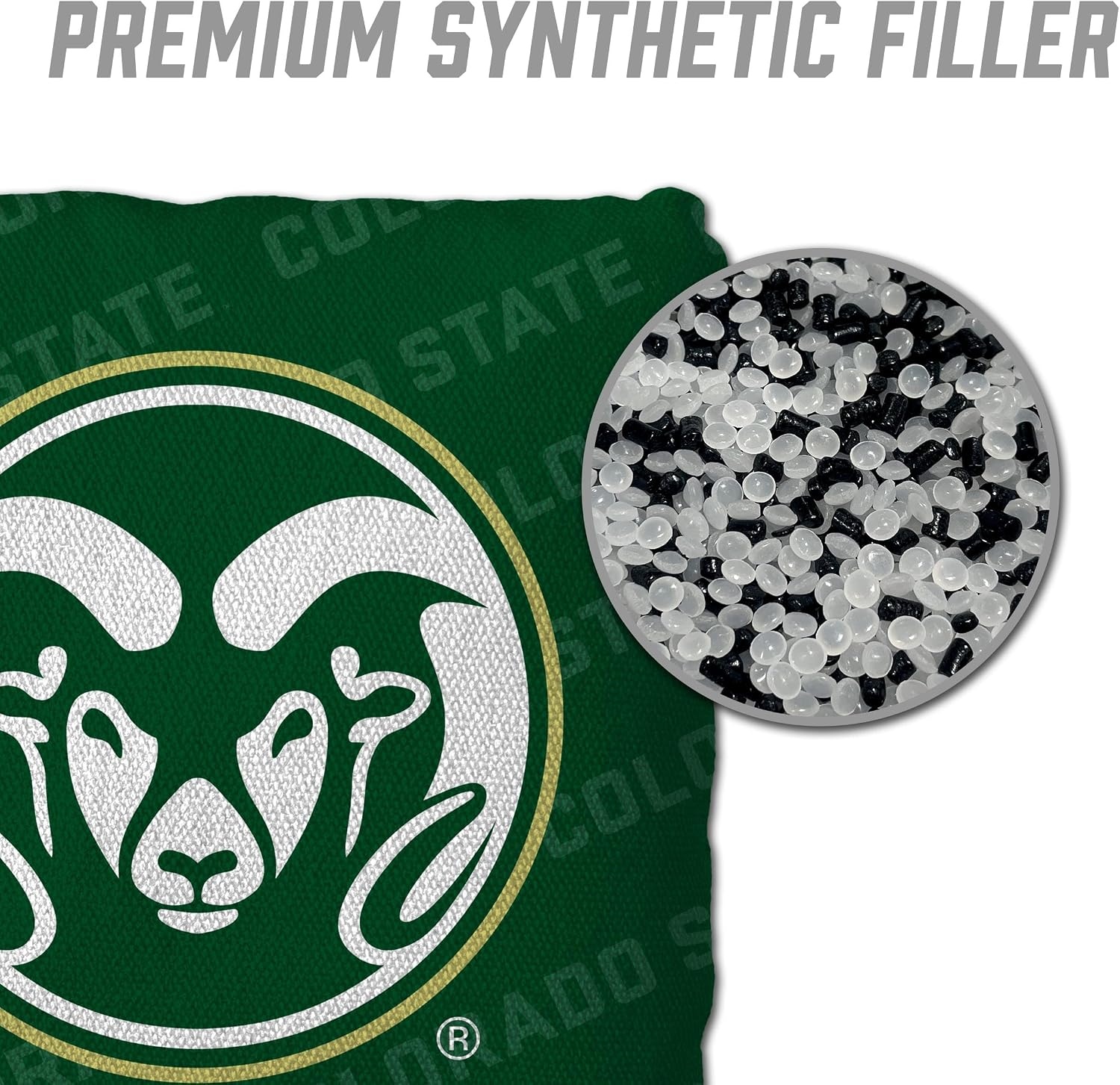 image:imageYouTheFan OfficiallyLicensed NCAA Set of 4 Cornhole Bags  All Weather Regulation 6 x 6 Size  16oz Weight  Designed in USAColorado State Rams  Green