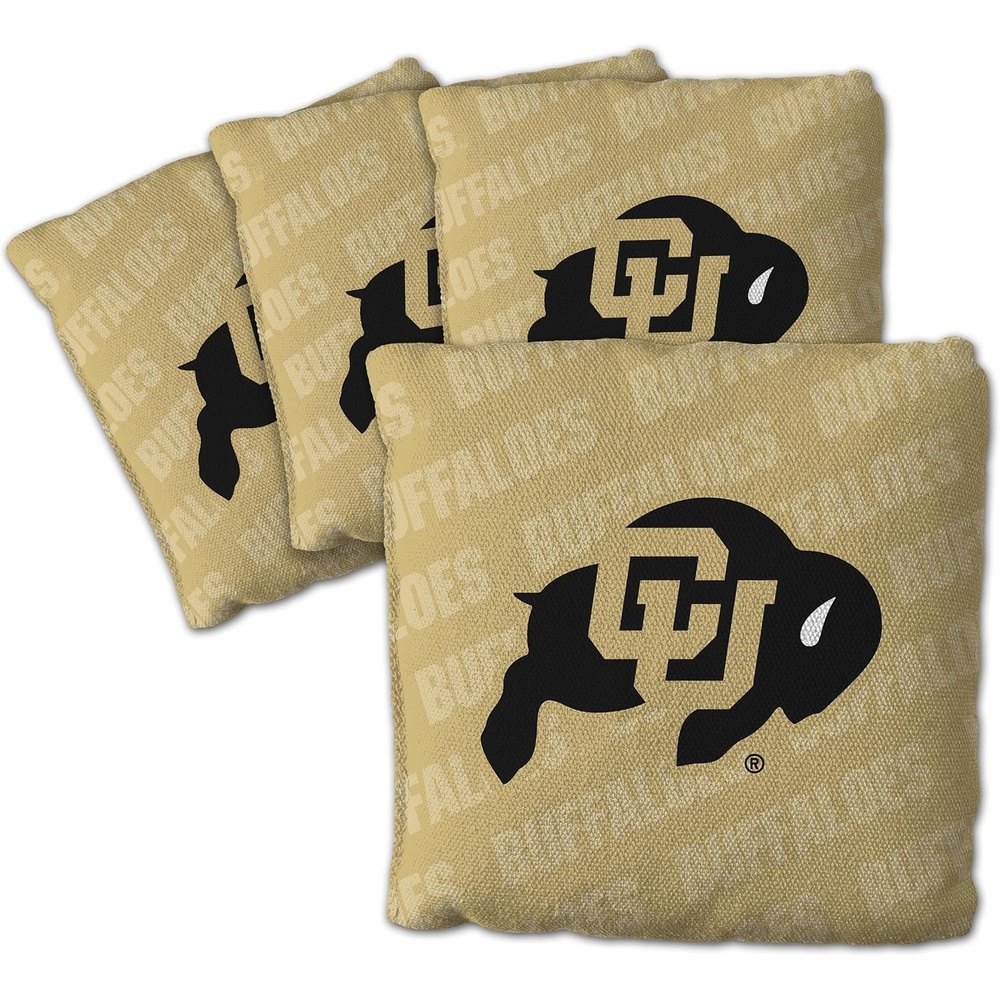 image:imageYouTheFan OfficiallyLicensed NCAA Set of 4 Cornhole Bags  All Weather Regulation 6 x 6 Size  16oz Weight  Designed in USAColorado Buffaloes  Gold