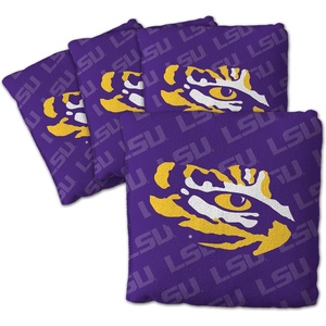 image:imageYouTheFan OfficiallyLicensed NCAA Set of 4 Cornhole Bags  All Weather Regulation 6 x 6 Size  16oz Weight  Designed in USALSU Tigers  Purple