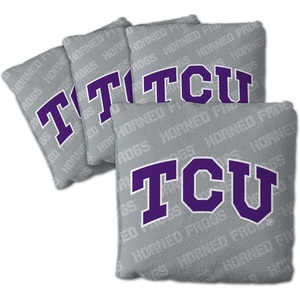 image:imageYouTheFan OfficiallyLicensed NCAA Set of 4 Cornhole Bags  All Weather Regulation 6 x 6 Size  16oz Weight  Designed in USATCU Horned Frogs  Grey