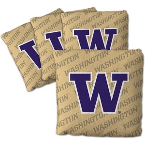 image:imageYouTheFan OfficiallyLicensed NCAA Set of 4 Cornhole Bags  All Weather Regulation 6 x 6 Size  16oz Weight  Designed in USAWashington Huskies  Gold