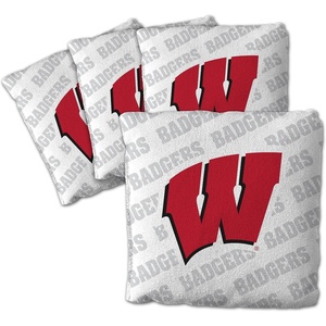 image:imageYouTheFan OfficiallyLicensed NCAA Set of 4 Cornhole Bags  All Weather Regulation 6 x 6 Size  16oz Weight  Designed in USAWisconsin Badgers  White