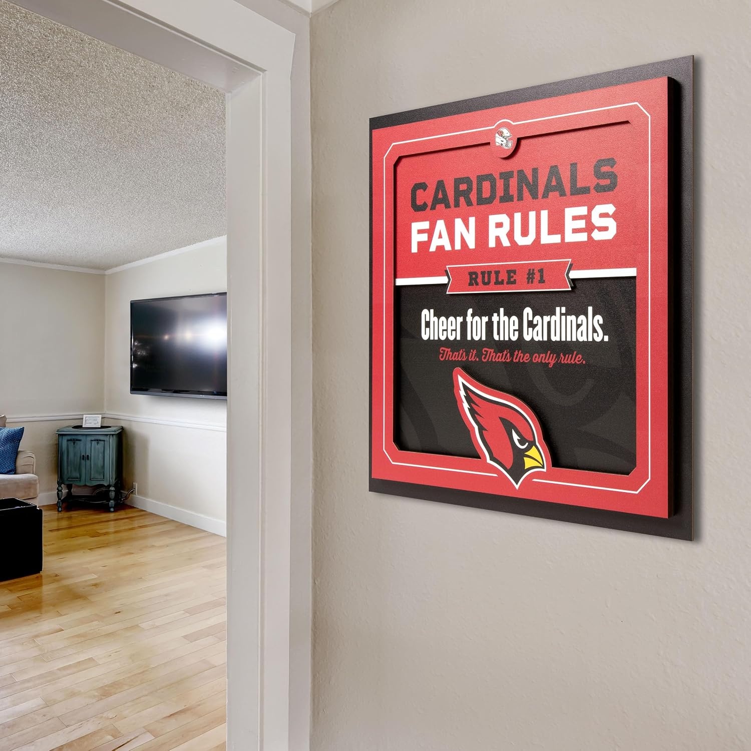 image:imageYouTheFan Officiallylicensed NFL Fan Rules Wall Art multiple layers humorous team artwork sports fan motto showcases funny rules indoor decorArizona Cardinals