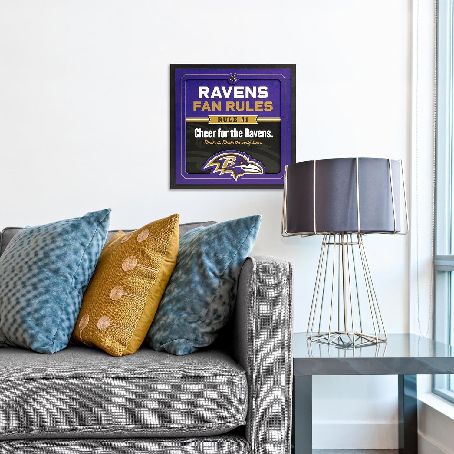 image:imageYouTheFan Officiallylicensed NFL Fan Rules Wall Art multiple layers humorous team artwork sports fan motto showcases funny rules indoor decorBaltimore Ravens