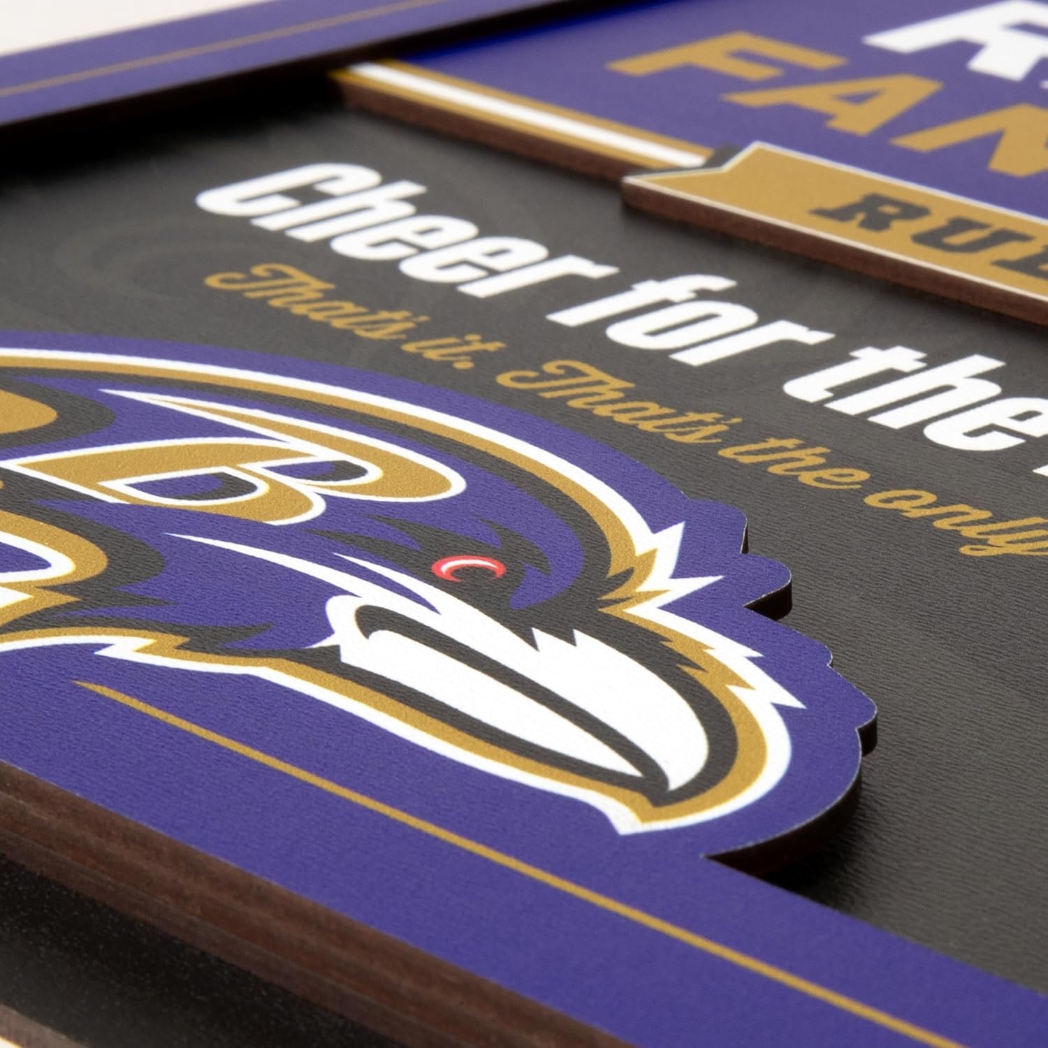 image:imageYouTheFan Officiallylicensed NFL Fan Rules Wall Art multiple layers humorous team artwork sports fan motto showcases funny rules indoor decorBaltimore Ravens