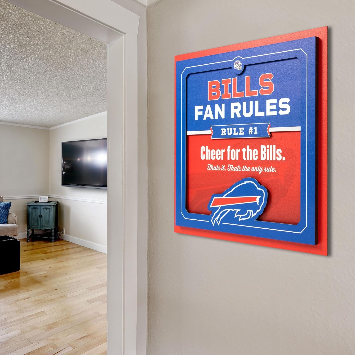 image:imageYouTheFan Officiallylicensed NFL Fan Rules Wall Art multiple layers humorous team artwork sports fan motto showcases funny rules indoor decorBuffalo Bills