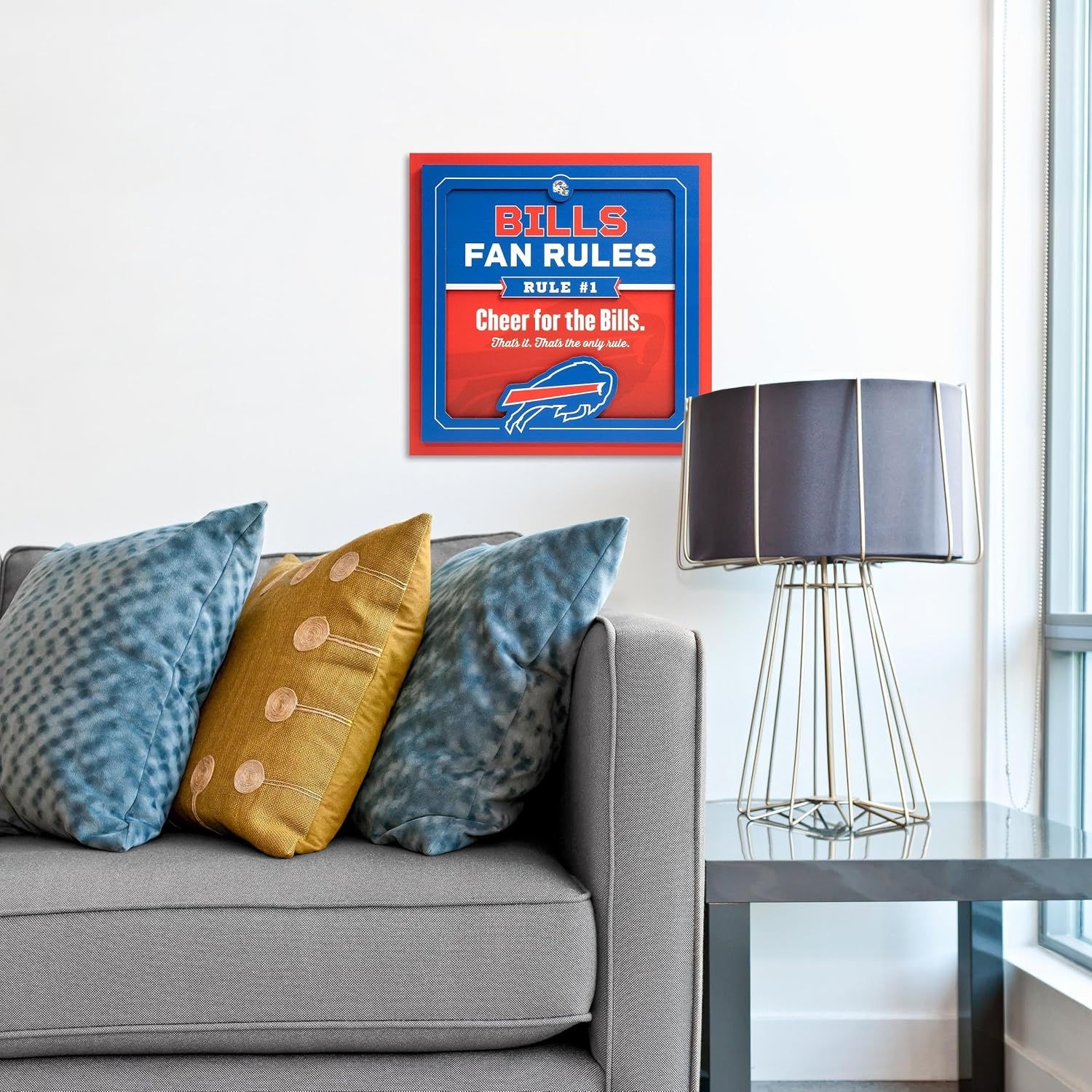 image:imageYouTheFan Officiallylicensed NFL Fan Rules Wall Art multiple layers humorous team artwork sports fan motto showcases funny rules indoor decorBuffalo Bills