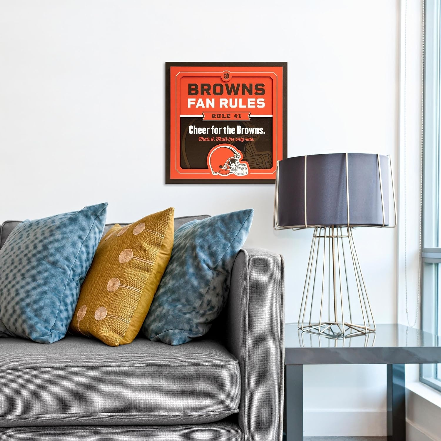 image:imageYouTheFan Officiallylicensed NFL Fan Rules Wall Art multiple layers humorous team artwork sports fan motto showcases funny rules indoor decorCleveland Browns