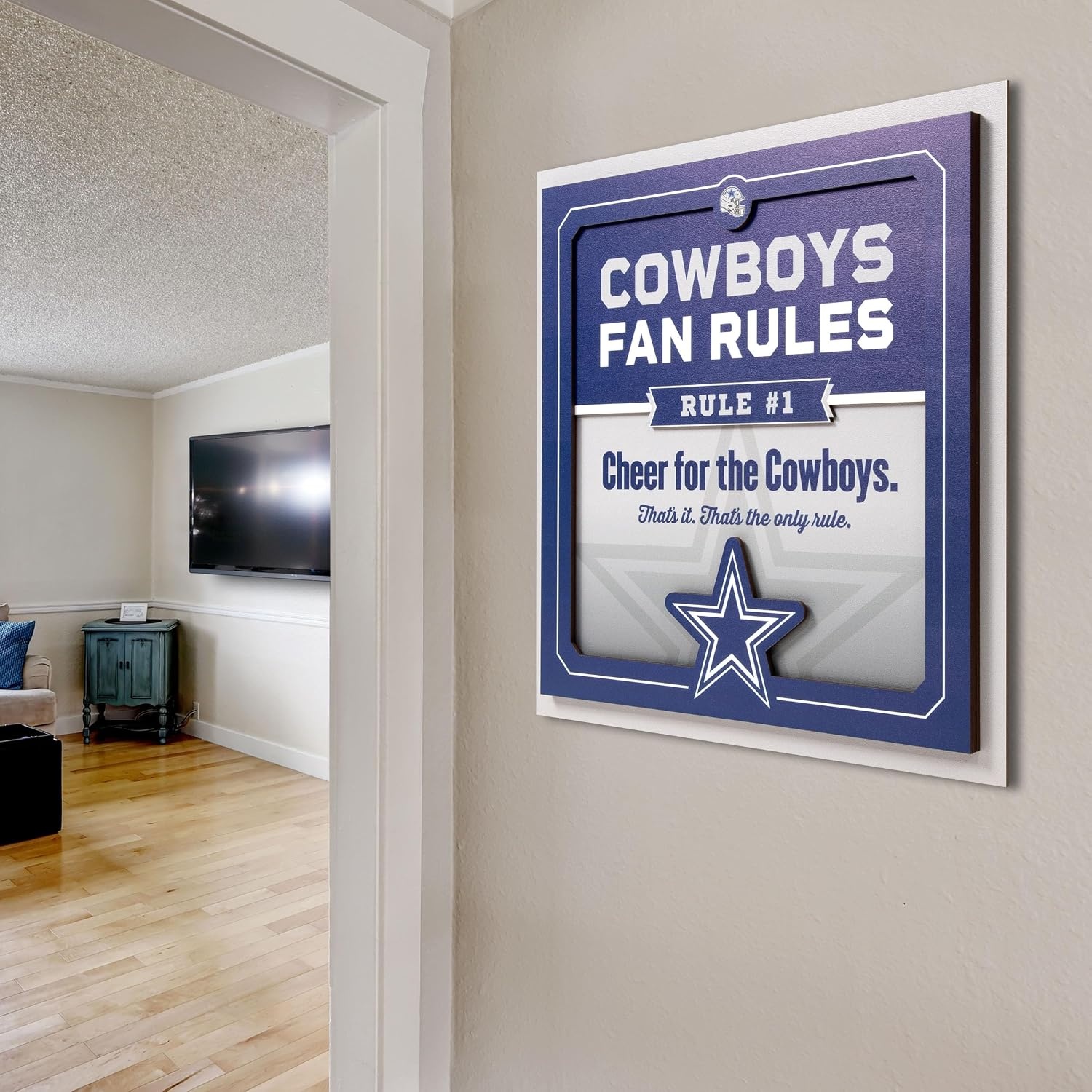 image:imageYouTheFan Officiallylicensed NFL Fan Rules Wall Art multiple layers humorous team artwork sports fan motto showcases funny rules indoor decorDallas Cowboys