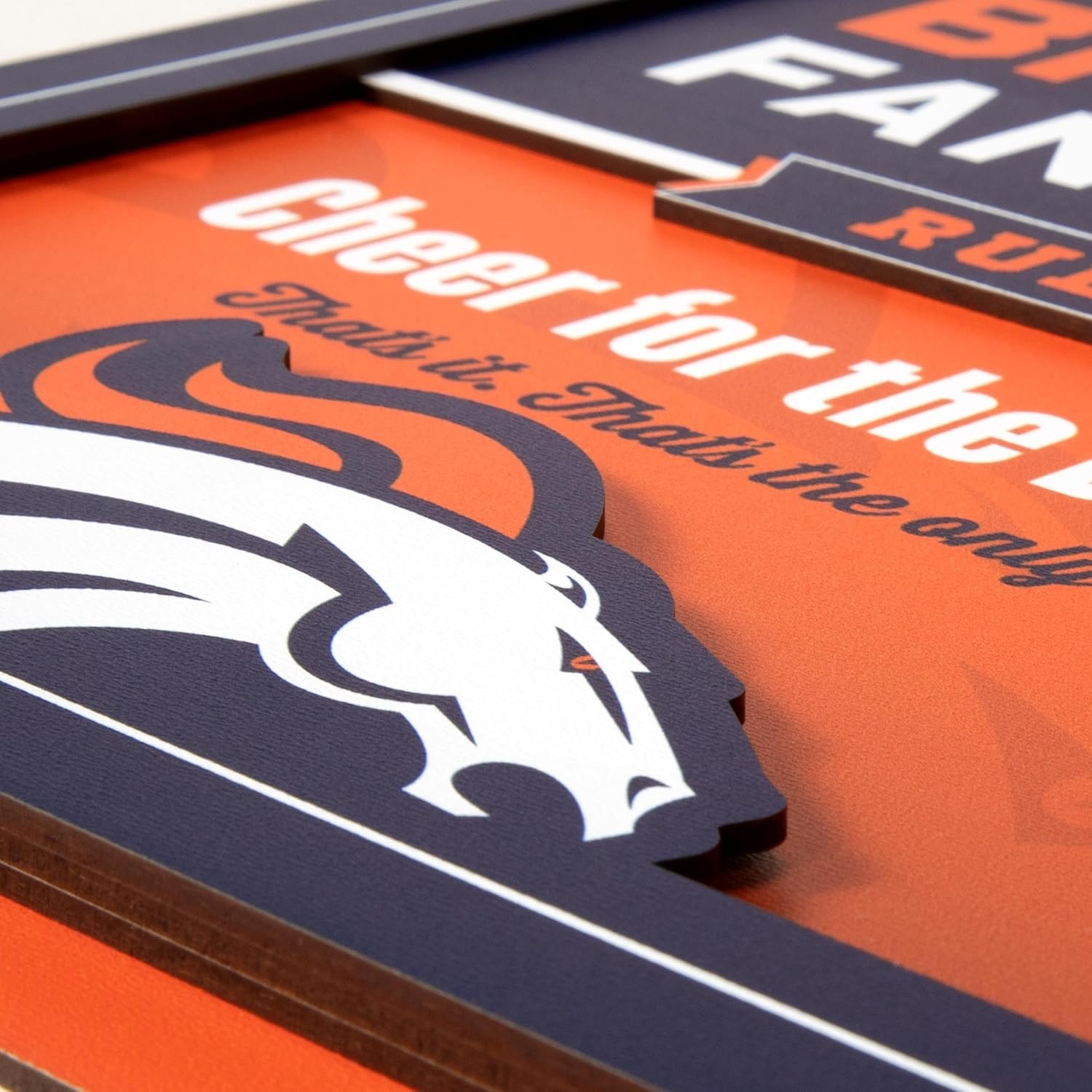image:imageYouTheFan Officiallylicensed NFL Fan Rules Wall Art multiple layers humorous team artwork sports fan motto showcases funny rules indoor decorDenver Broncos