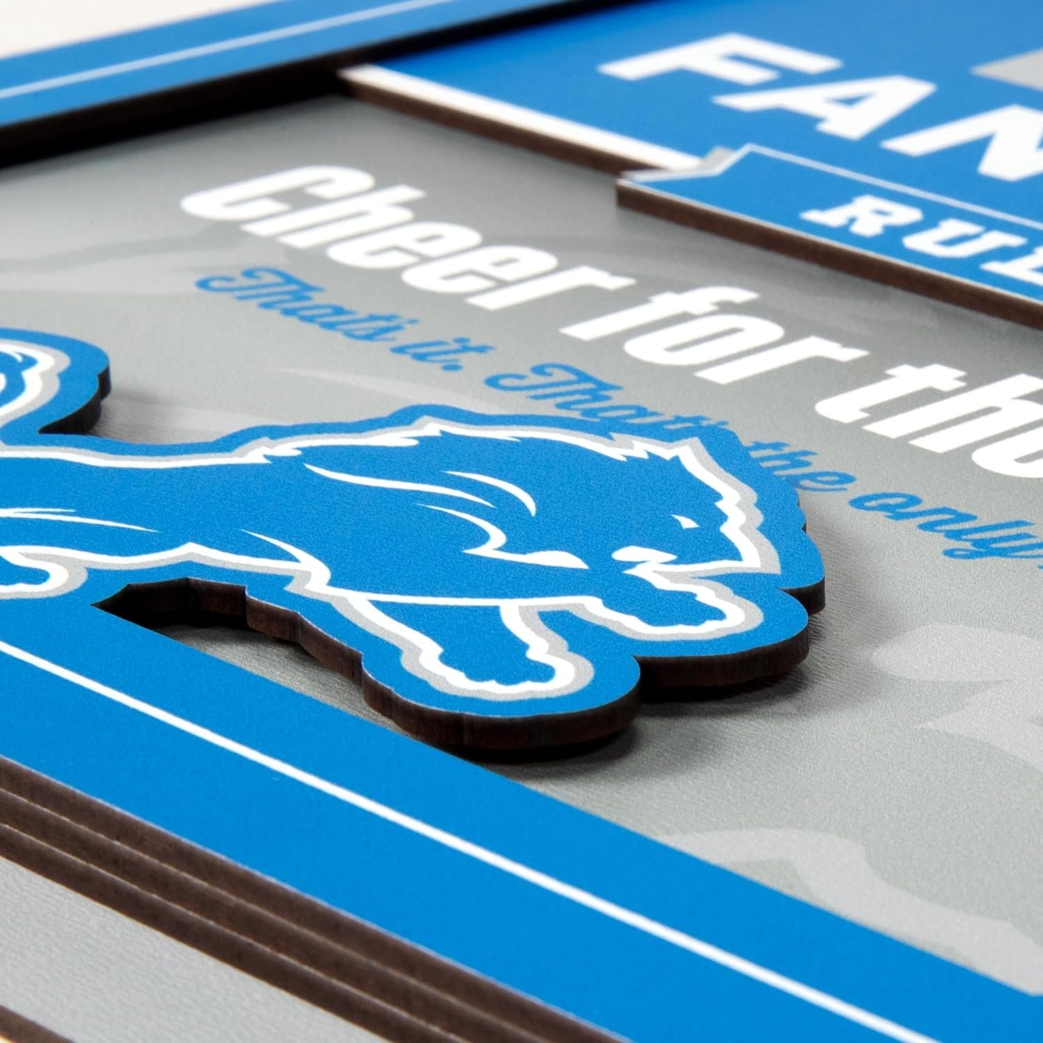image:imageYouTheFan Officiallylicensed NFL Fan Rules Wall Art multiple layers humorous team artwork sports fan motto showcases funny rules indoor decorDetroit Lions