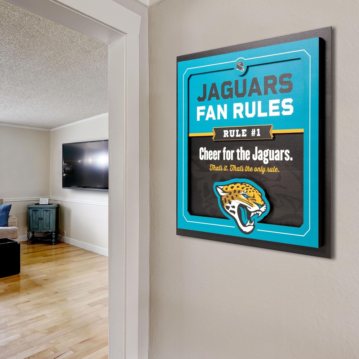 image:imageYouTheFan Officiallylicensed NFL Fan Rules Wall Art multiple layers humorous team artwork sports fan motto showcases funny rules indoor decorJacksonville Jaguars