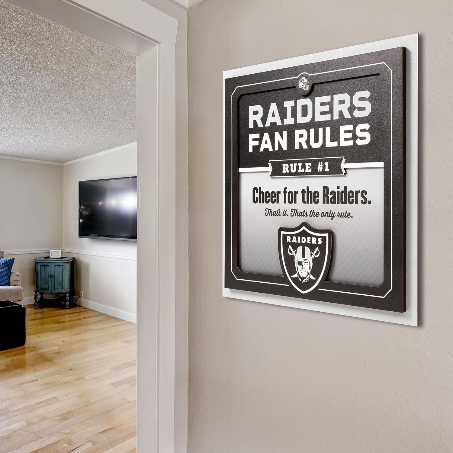 image:imageYouTheFan Officiallylicensed NFL Fan Rules Wall Art multiple layers humorous team artwork sports fan motto showcases funny rules indoor decorLas Vegas Raiders