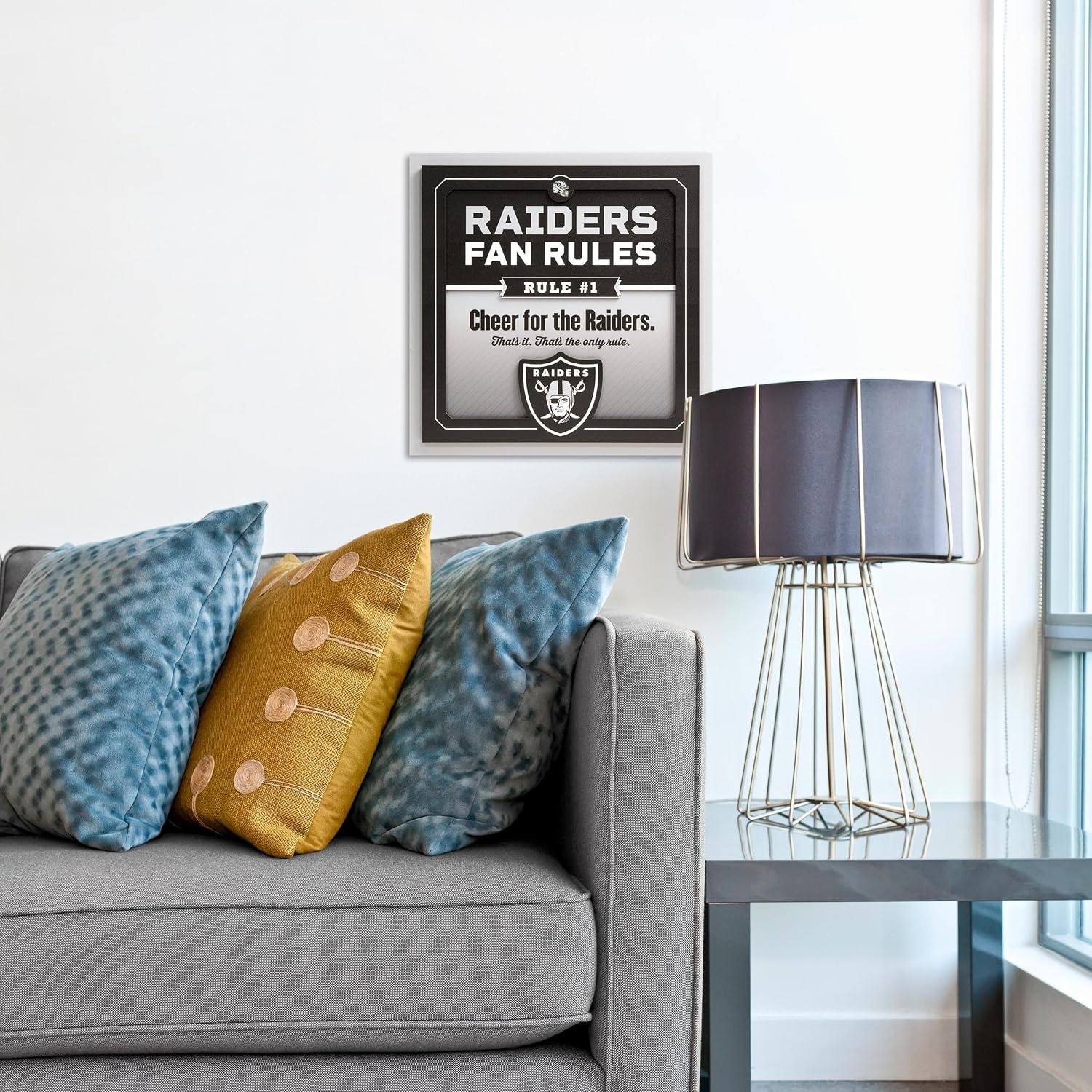 image:imageYouTheFan Officiallylicensed NFL Fan Rules Wall Art multiple layers humorous team artwork sports fan motto showcases funny rules indoor decorLas Vegas Raiders
