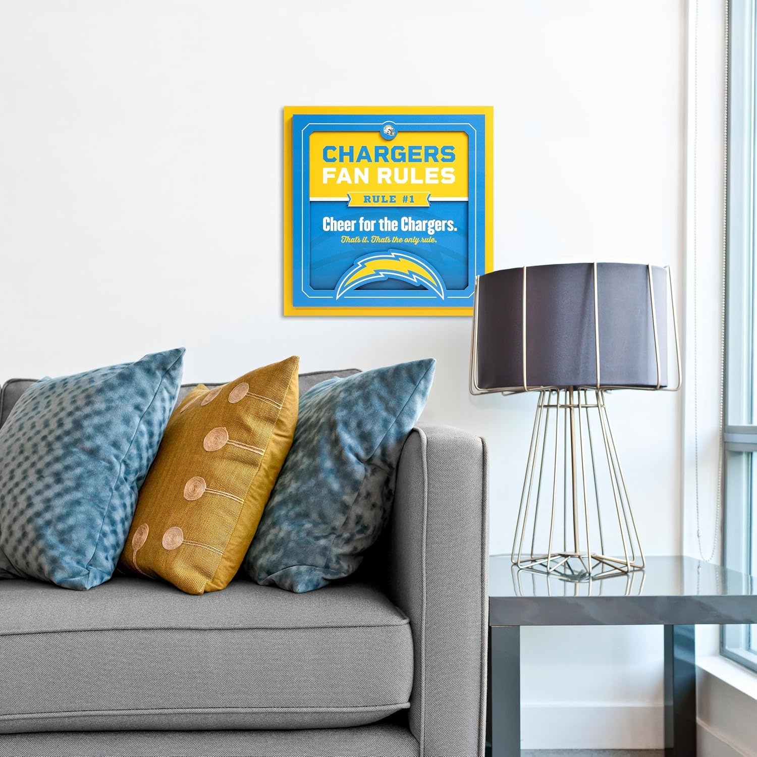 image:imageYouTheFan Officiallylicensed NFL Fan Rules Wall Art multiple layers humorous team artwork sports fan motto showcases funny rules indoor decorLos Angeles Chargers