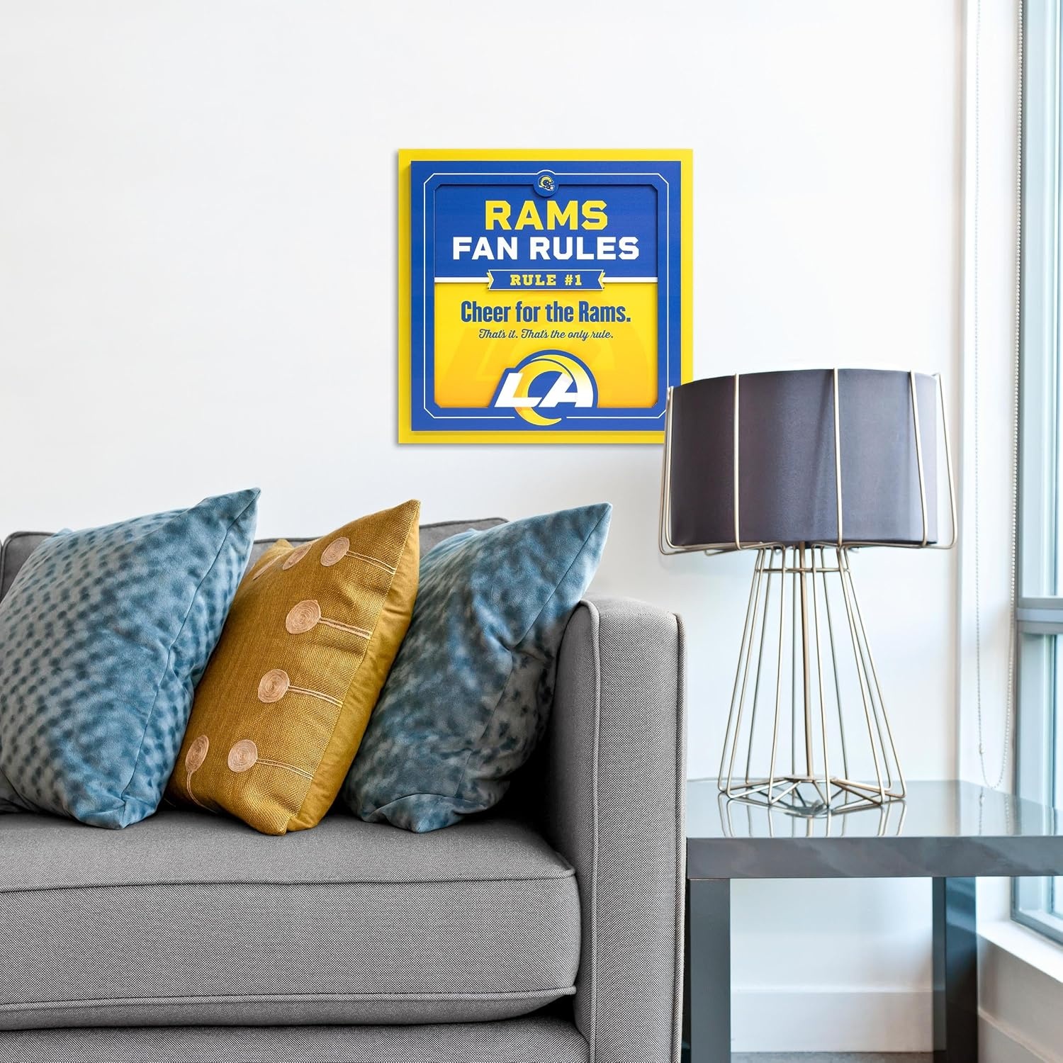 image:imageYouTheFan Officiallylicensed NFL Fan Rules Wall Art multiple layers humorous team artwork sports fan motto showcases funny rules indoor decorLos Angeles Rams
