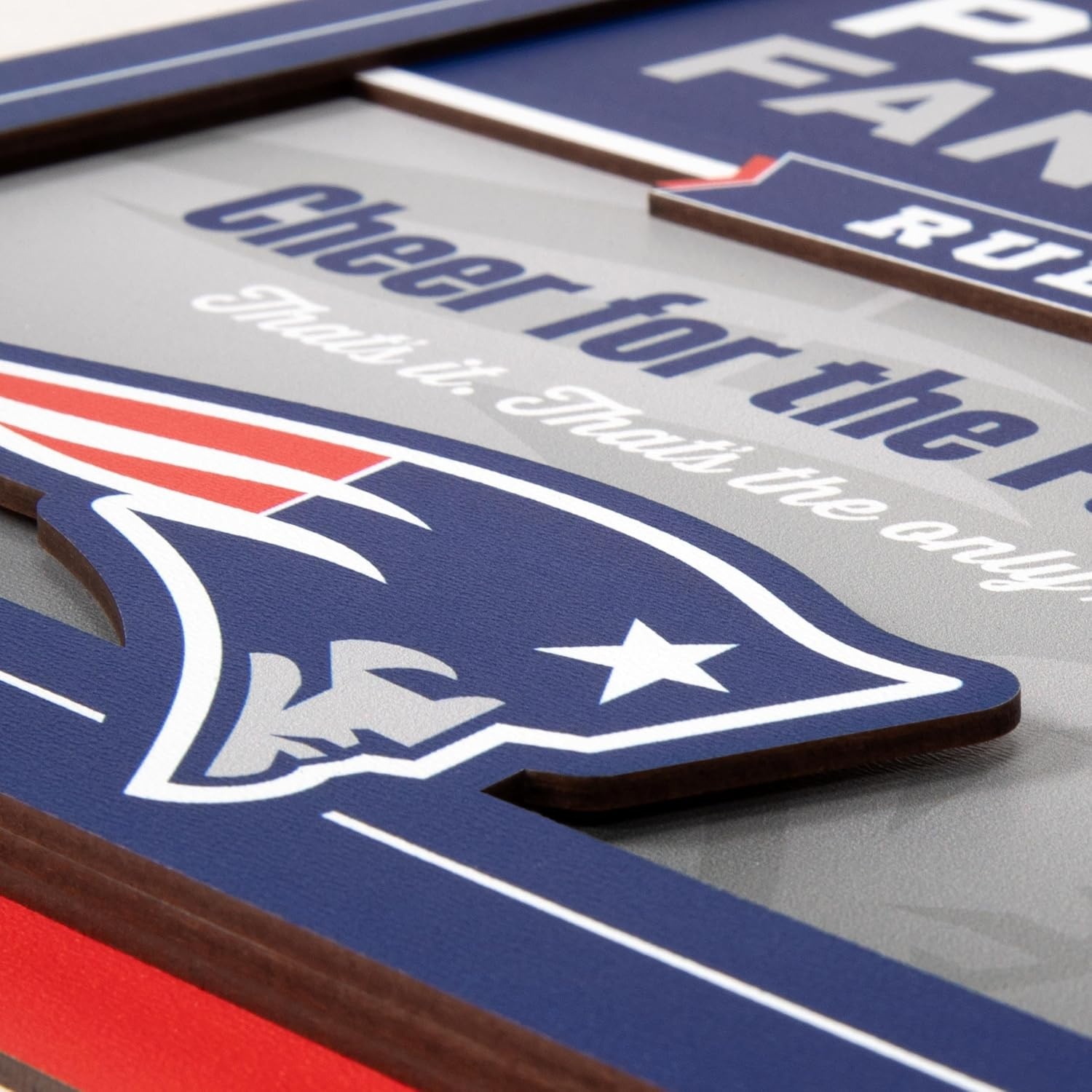 image:imageYouTheFan Officiallylicensed NFL Fan Rules Wall Art multiple layers humorous team artwork sports fan motto showcases funny rules indoor decorNew England Patriots