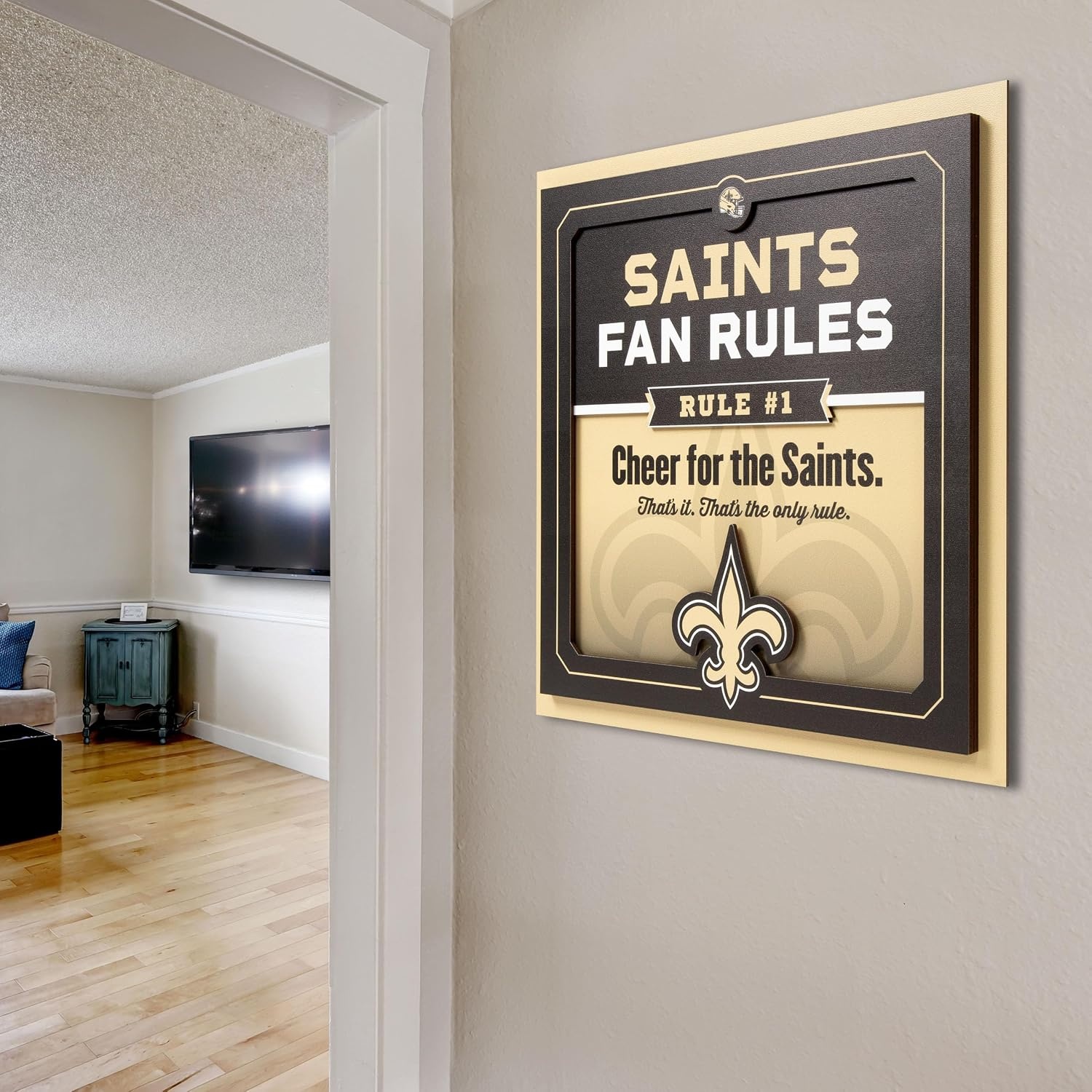 image:imageYouTheFan Officiallylicensed NFL Fan Rules Wall Art multiple layers humorous team artwork sports fan motto showcases funny rules indoor decorNew Orleans Saints