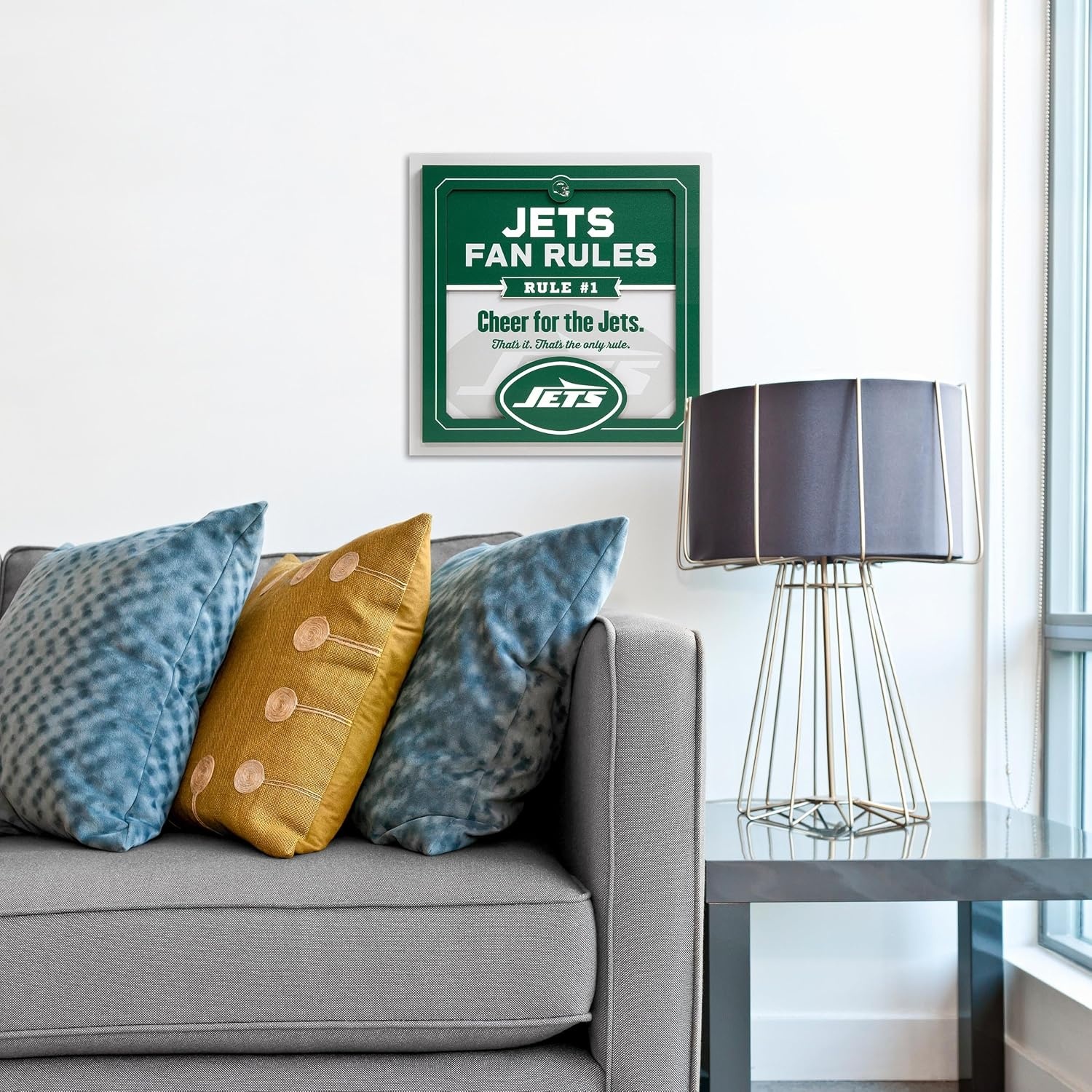 image:imageYouTheFan Officiallylicensed NFL Fan Rules Wall Art multiple layers humorous team artwork sports fan motto showcases funny rules indoor decorNew York Jets