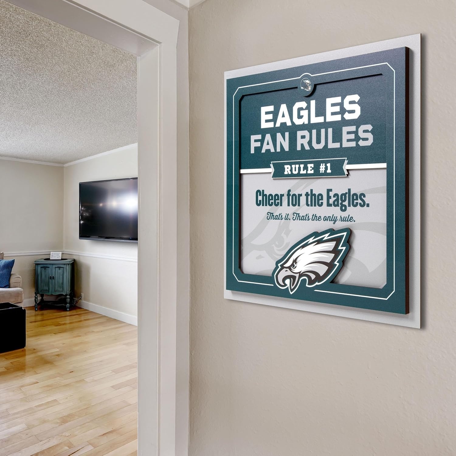 image:imageYouTheFan Officiallylicensed NFL Fan Rules Wall Art multiple layers humorous team artwork sports fan motto showcases funny rules indoor decorPhiladelphia Eagles