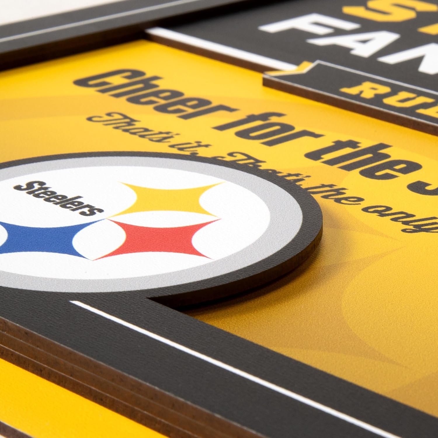 image:imageYouTheFan Officiallylicensed NFL Fan Rules Wall Art multiple layers humorous team artwork sports fan motto showcases funny rules indoor decorPittsburgh Steelers