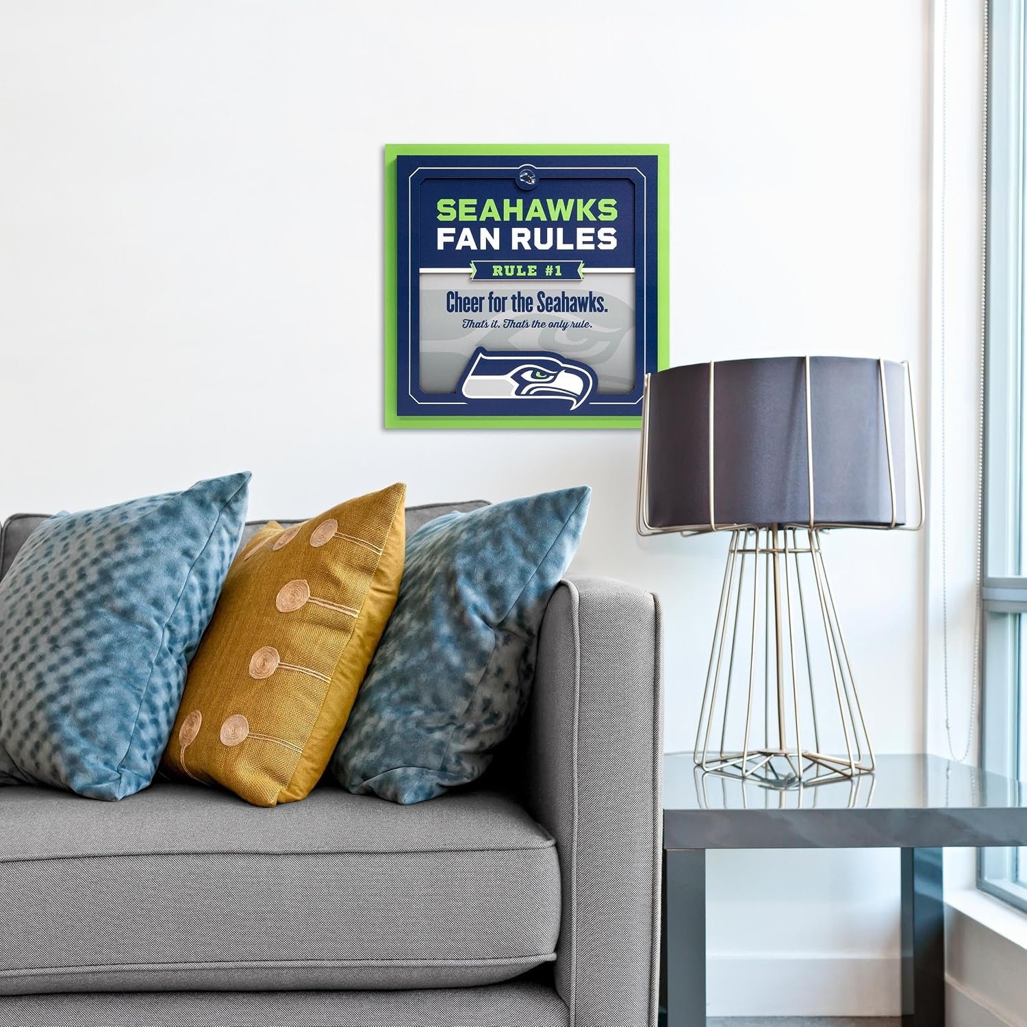 image:imageYouTheFan Officiallylicensed NFL Fan Rules Wall Art multiple layers humorous team artwork sports fan motto showcases funny rules indoor decorSeattle Seahawks