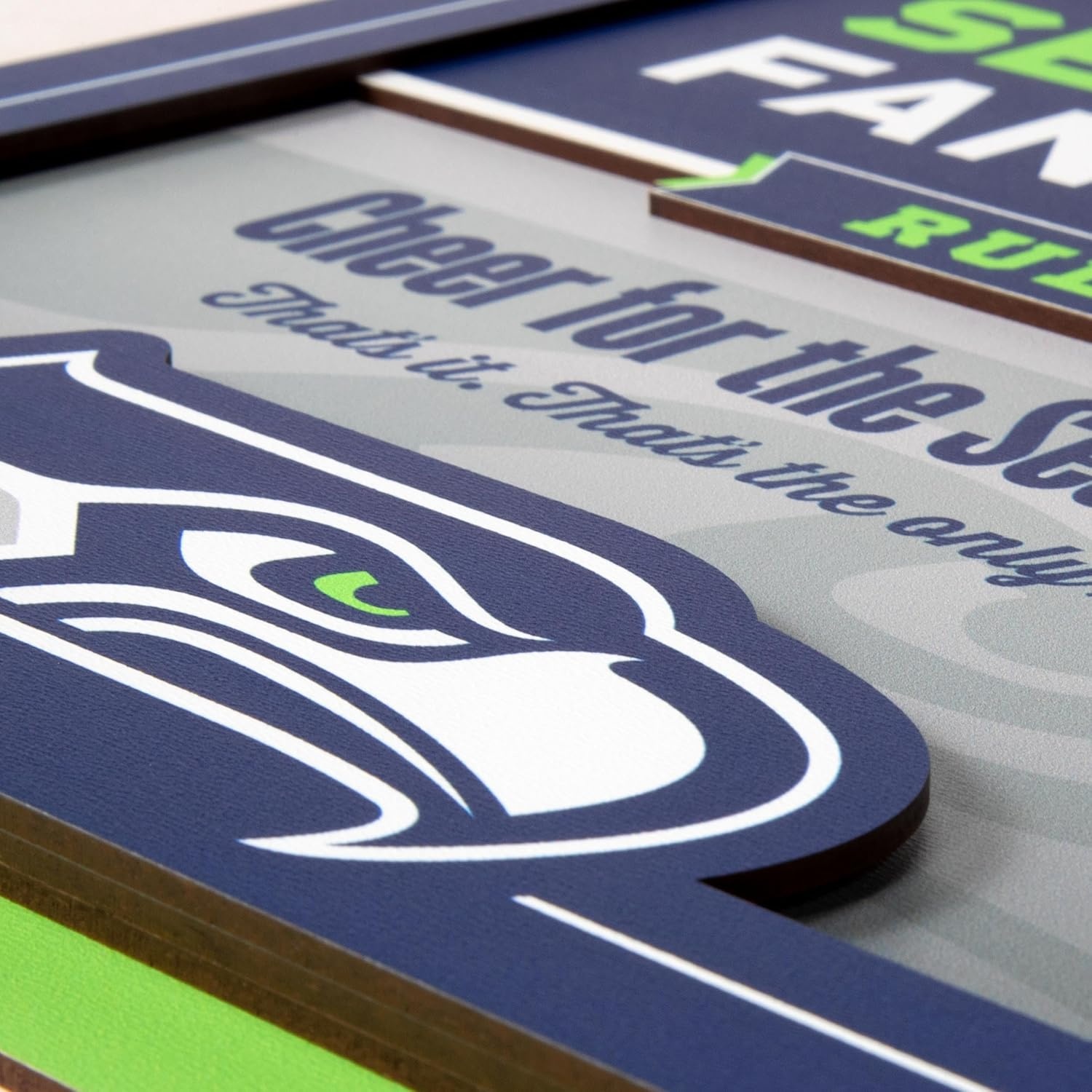 image:imageYouTheFan Officiallylicensed NFL Fan Rules Wall Art multiple layers humorous team artwork sports fan motto showcases funny rules indoor decorSeattle Seahawks