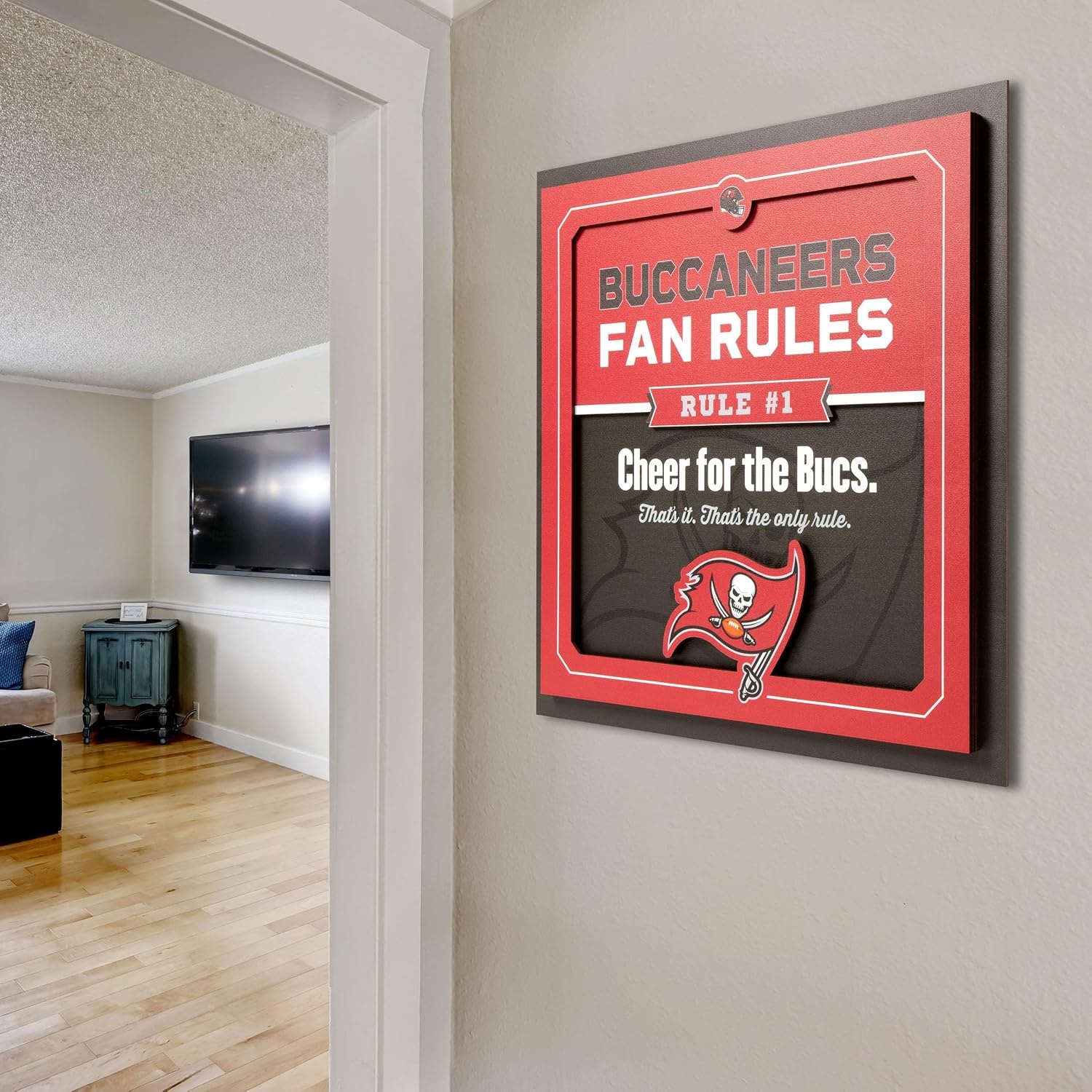 image:imageYouTheFan Officiallylicensed NFL Fan Rules Wall Art multiple layers humorous team artwork sports fan motto showcases funny rules indoor decorTampa Bay Buccaneers