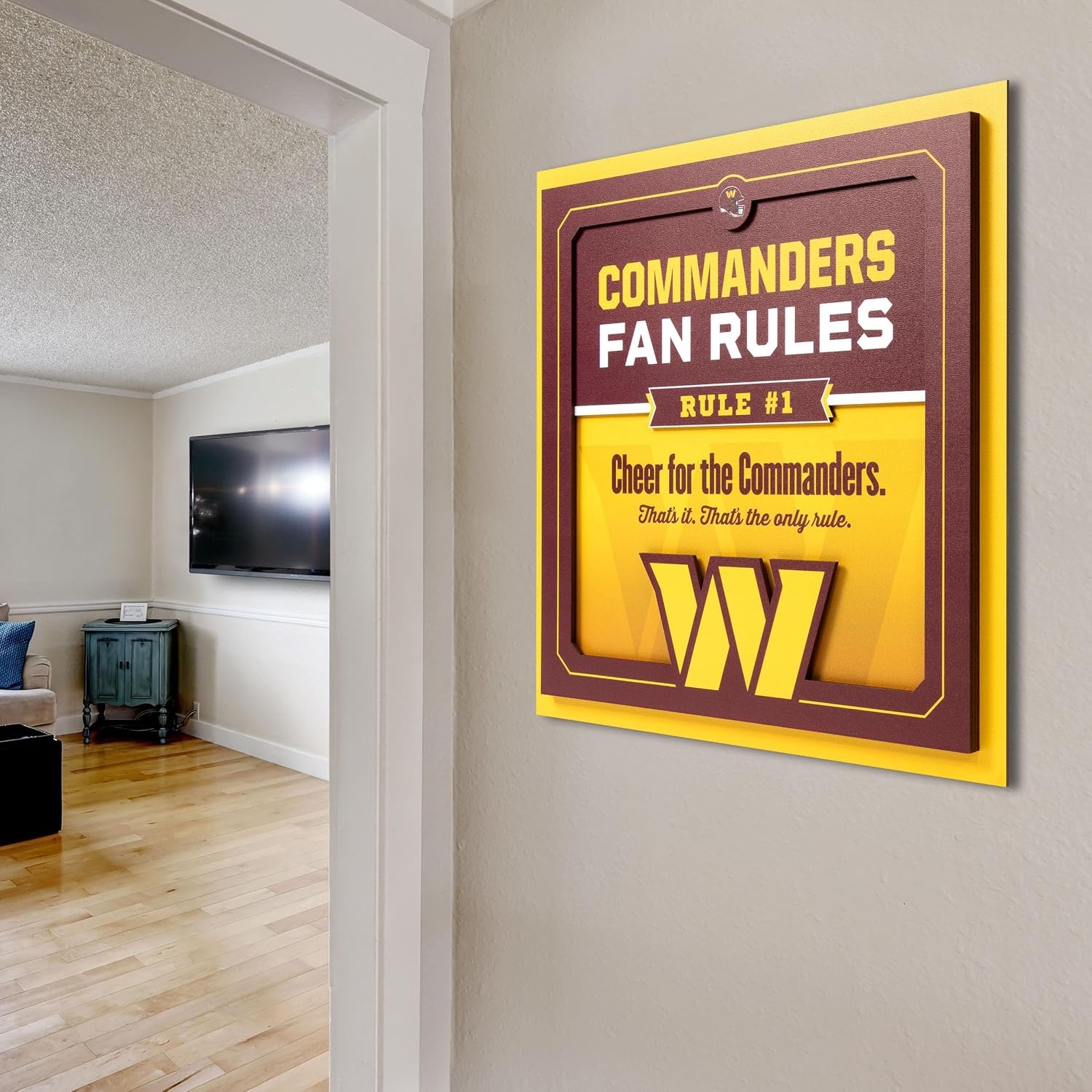 image:imageYouTheFan Officiallylicensed NFL Fan Rules Wall Art multiple layers humorous team artwork sports fan motto showcases funny rules indoor decorWashington Commanders