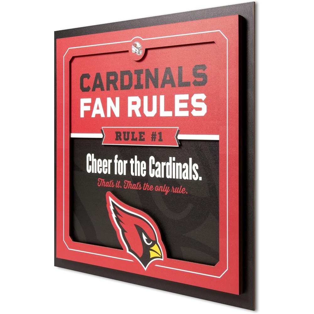 image:imageYouTheFan Officiallylicensed NFL Fan Rules Wall Art multiple layers humorous team artwork sports fan motto showcases funny rules indoor decorArizona Cardinals