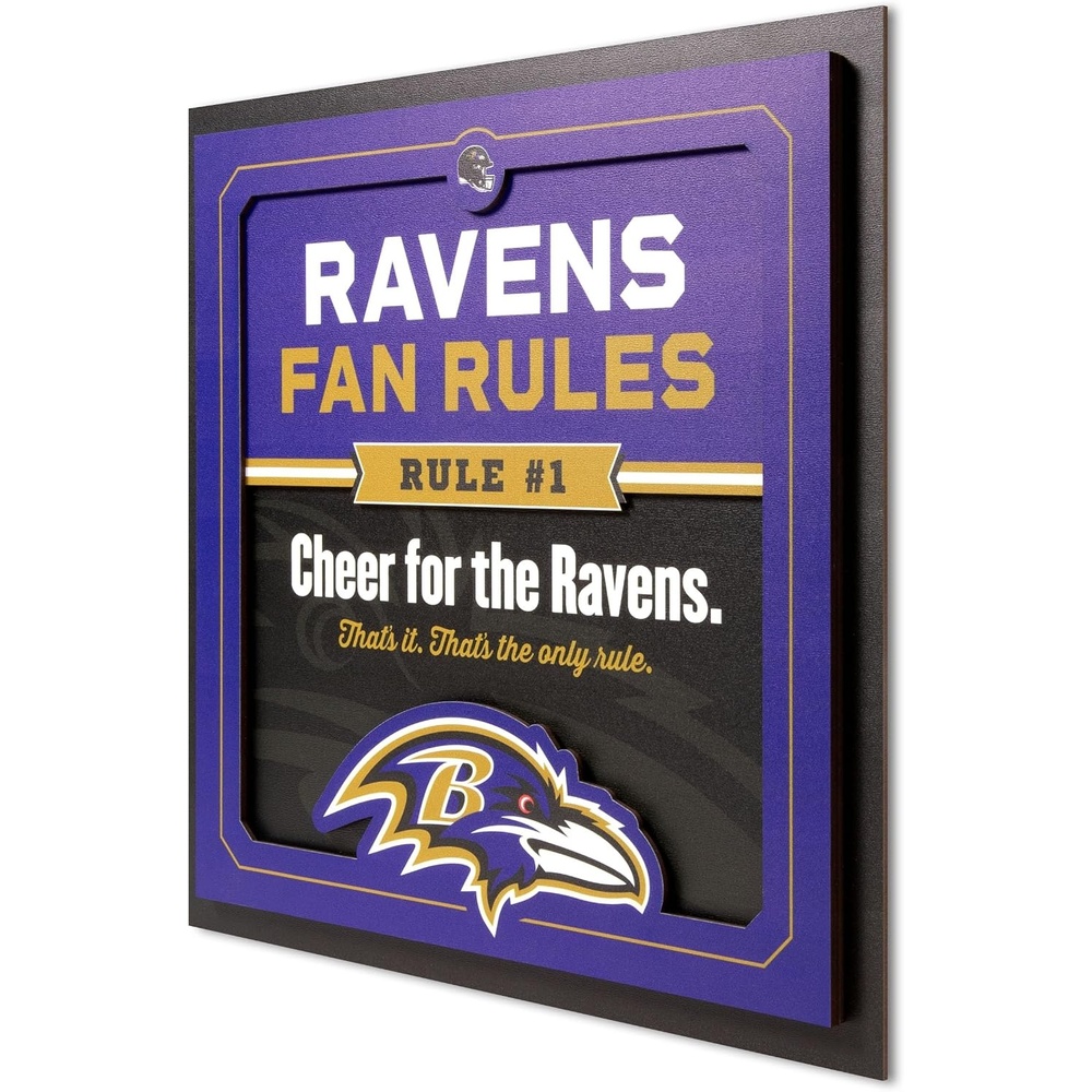 image:imageYouTheFan Officiallylicensed NFL Fan Rules Wall Art multiple layers humorous team artwork sports fan motto showcases funny rules indoor decorBaltimore Ravens