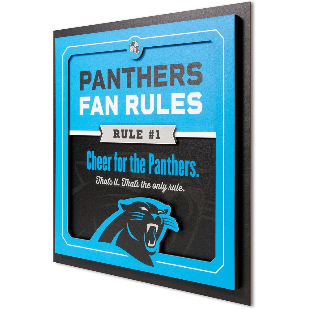 image:imageYouTheFan Officiallylicensed NFL Fan Rules Wall Art multiple layers humorous team artwork sports fan motto showcases funny rules indoor decorCarolina Panthers