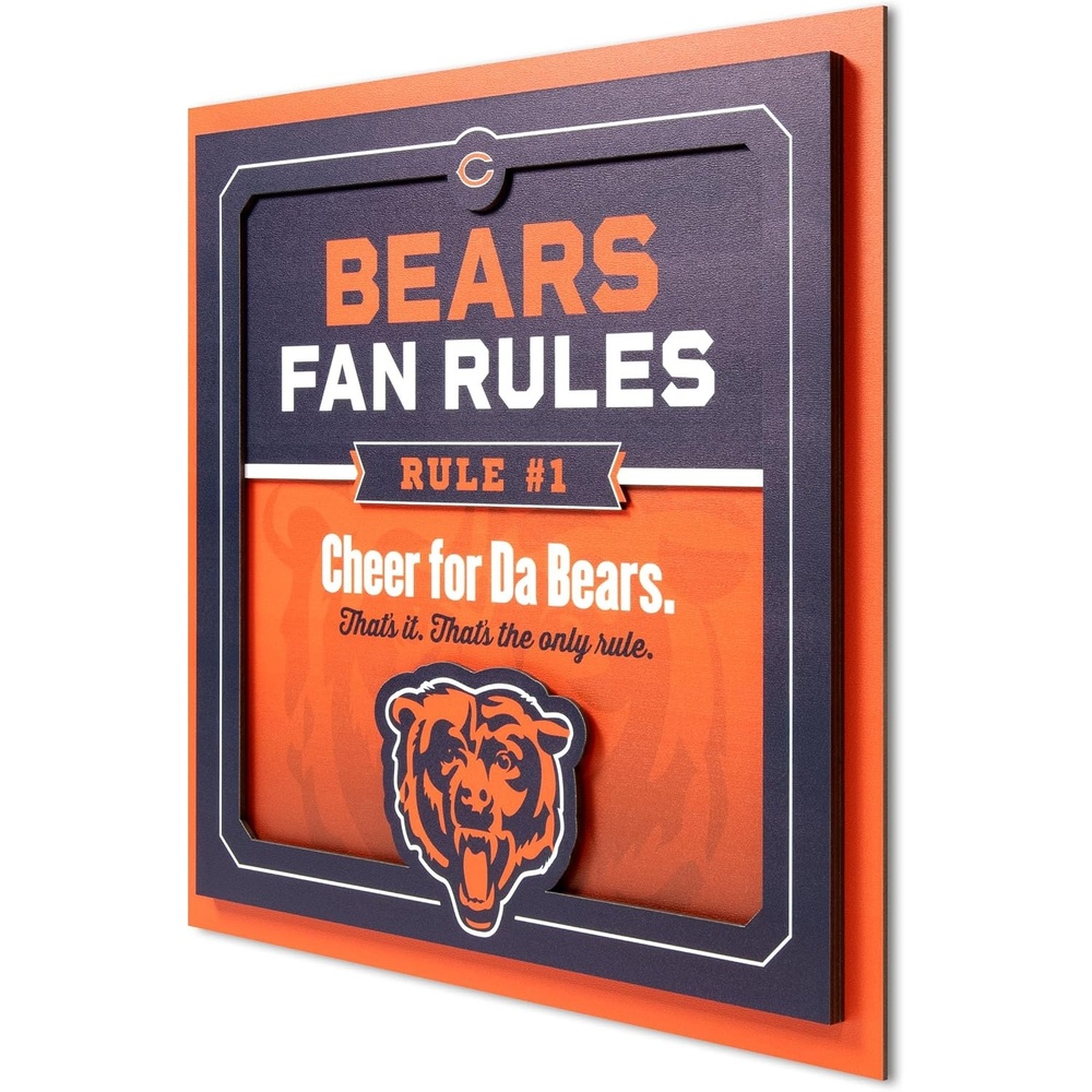 image:imageYouTheFan Officiallylicensed NFL Fan Rules Wall Art multiple layers humorous team artwork sports fan motto showcases funny rules indoor decorChicago Bears