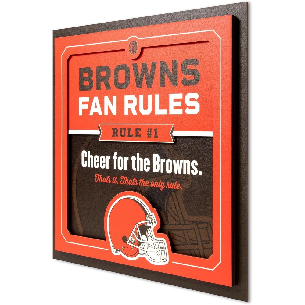 image:imageYouTheFan Officiallylicensed NFL Fan Rules Wall Art multiple layers humorous team artwork sports fan motto showcases funny rules indoor decorCleveland Browns
