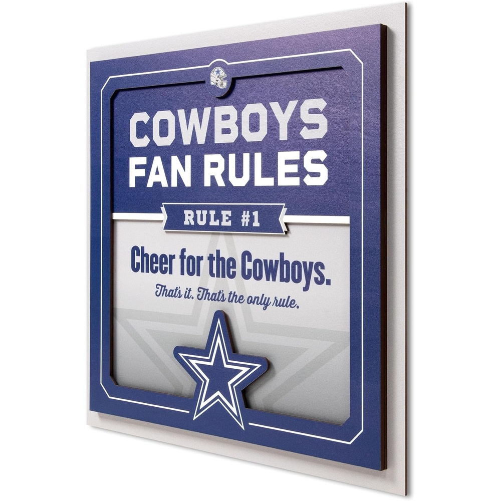 image:imageYouTheFan Officiallylicensed NFL Fan Rules Wall Art multiple layers humorous team artwork sports fan motto showcases funny rules indoor decorDallas Cowboys