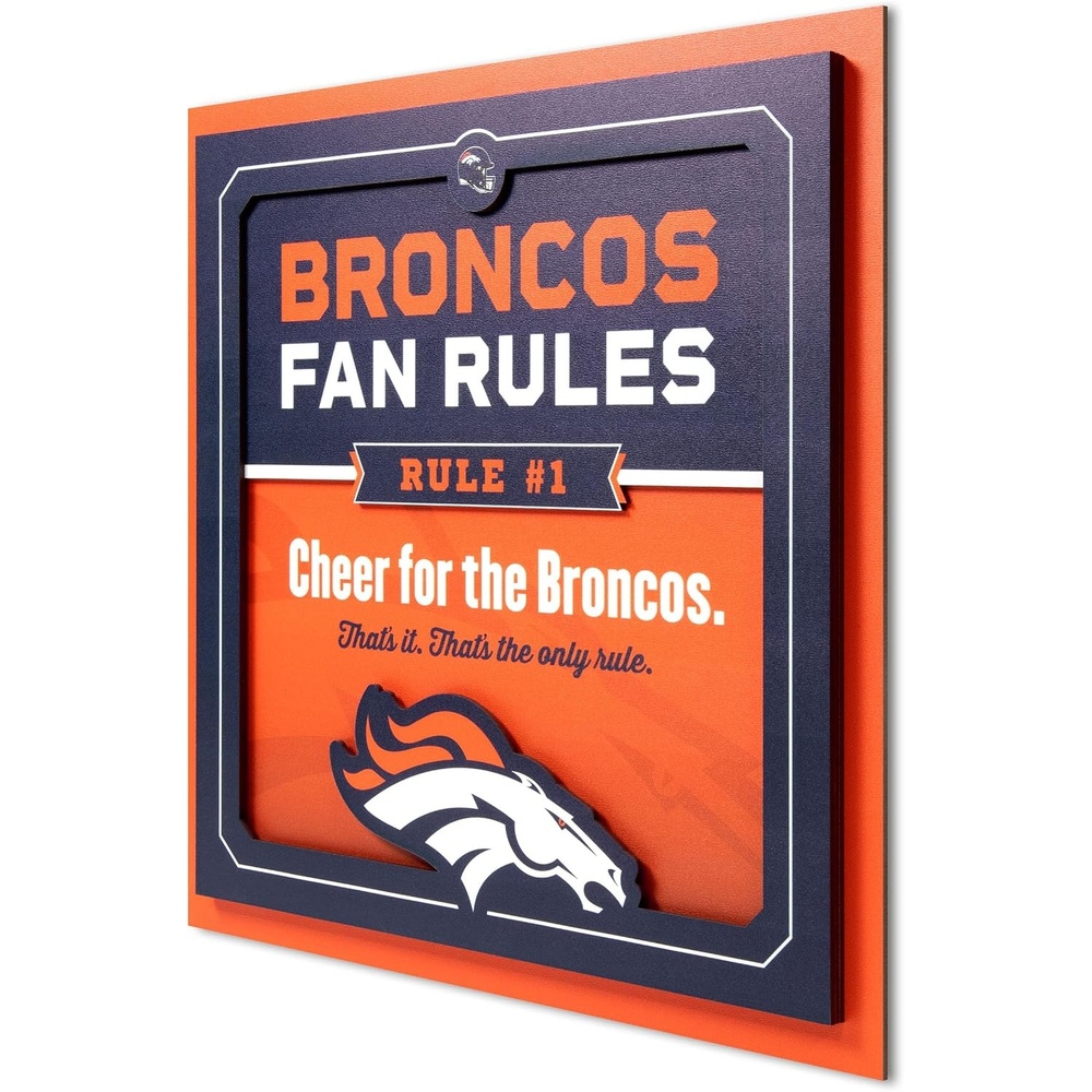 image:imageYouTheFan Officiallylicensed NFL Fan Rules Wall Art multiple layers humorous team artwork sports fan motto showcases funny rules indoor decorDenver Broncos