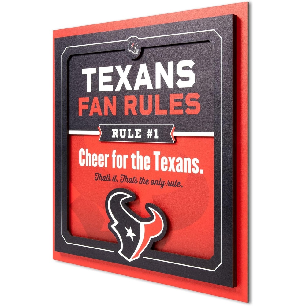 image:imageYouTheFan Officiallylicensed NFL Fan Rules Wall Art multiple layers humorous team artwork sports fan motto showcases funny rules indoor decorHouston Texans