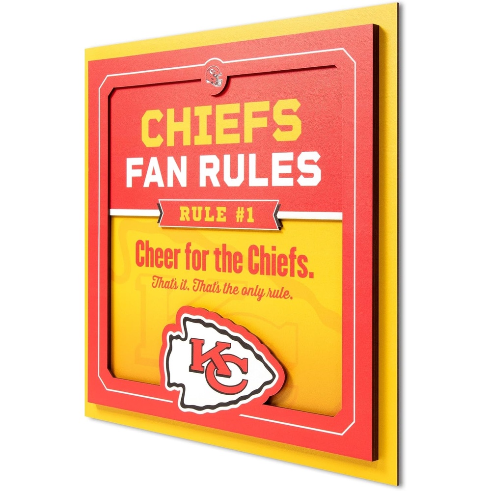 image:imageYouTheFan Officiallylicensed NFL Fan Rules Wall Art multiple layers humorous team artwork sports fan motto showcases funny rules indoor decorKansas City Chiefs