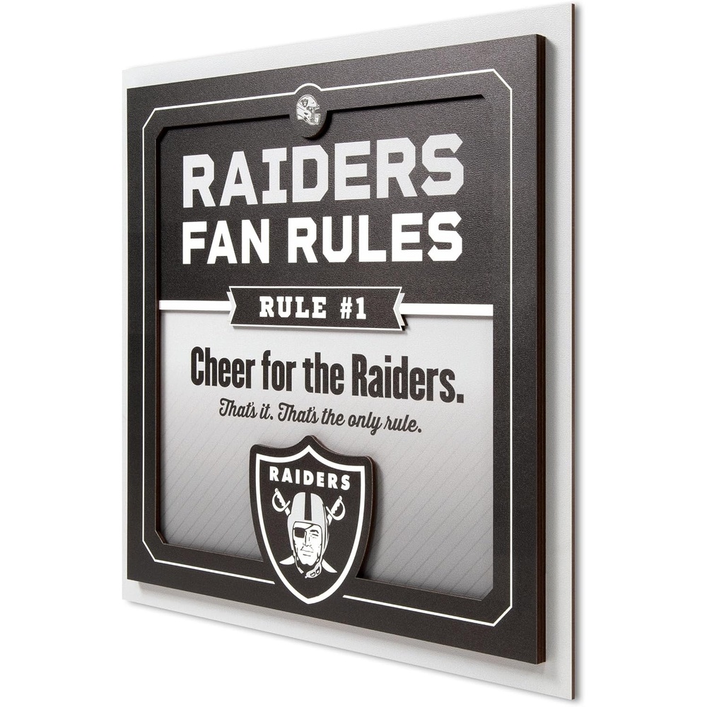 image:imageYouTheFan Officiallylicensed NFL Fan Rules Wall Art multiple layers humorous team artwork sports fan motto showcases funny rules indoor decorLas Vegas Raiders