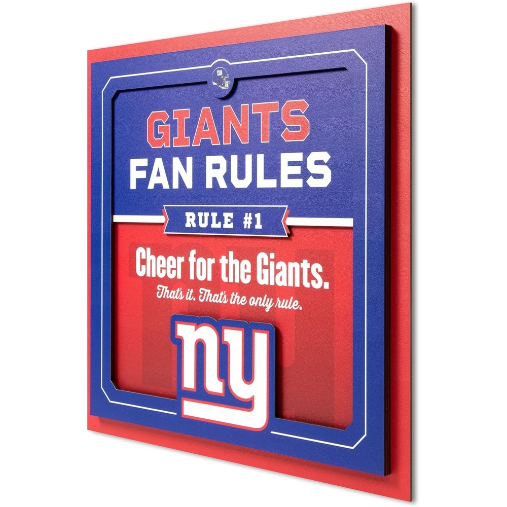 image:imageYouTheFan Officiallylicensed NFL Fan Rules Wall Art multiple layers humorous team artwork sports fan motto showcases funny rules indoor decorNew York Giants