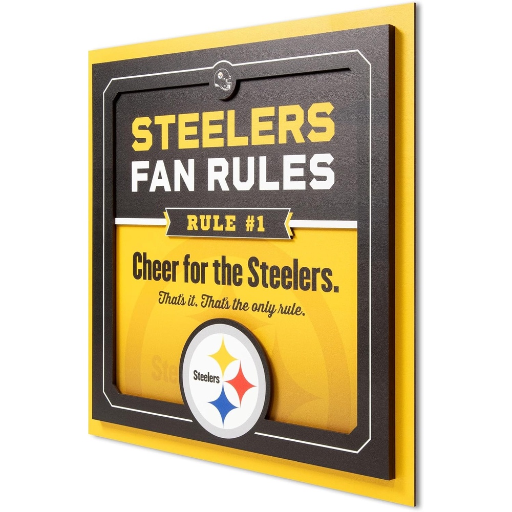 image:imageYouTheFan Officiallylicensed NFL Fan Rules Wall Art multiple layers humorous team artwork sports fan motto showcases funny rules indoor decorPittsburgh Steelers