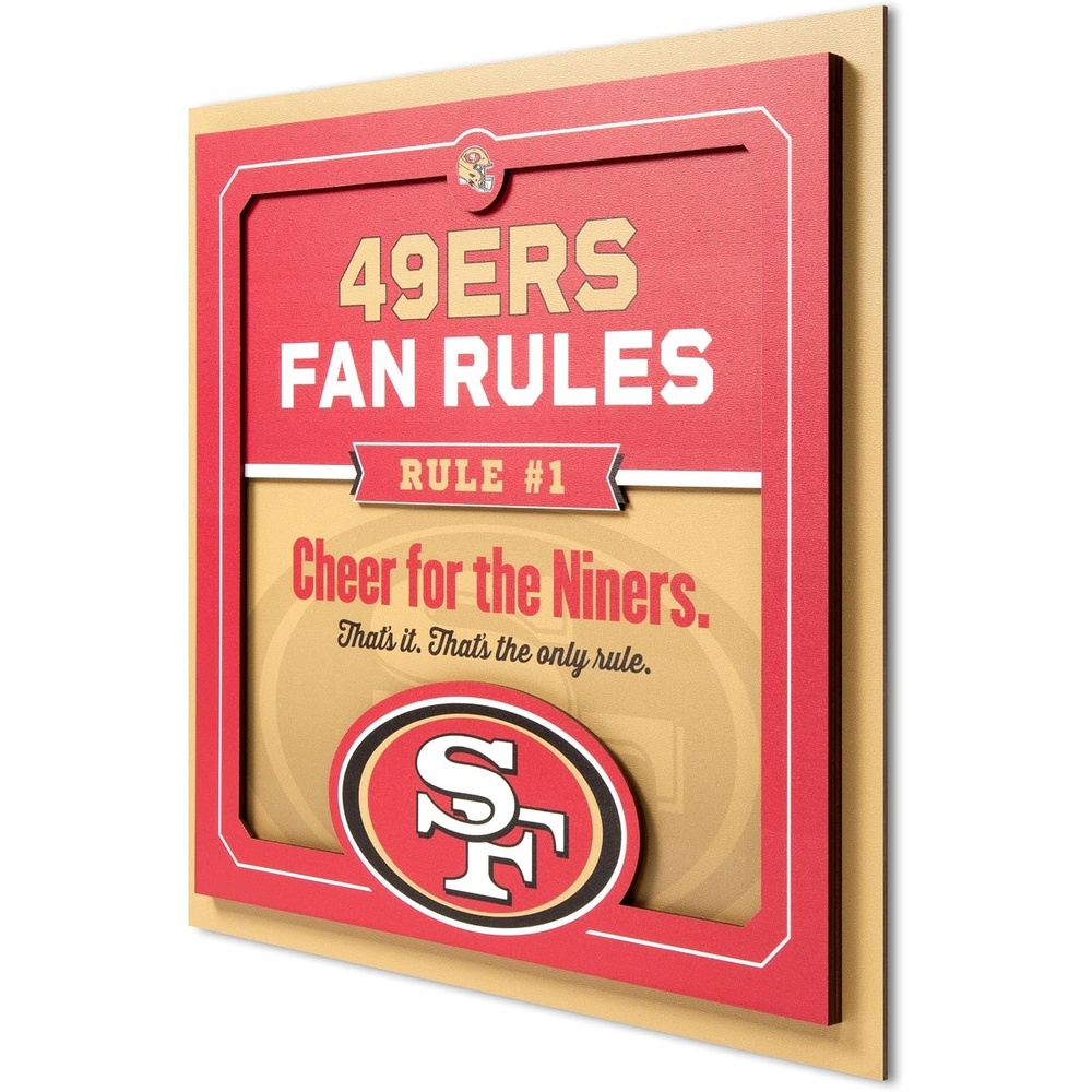 image:imageYouTheFan Officiallylicensed NFL Fan Rules Wall Art multiple layers humorous team artwork sports fan motto showcases funny rules indoor decorSan Francisco 49ers
